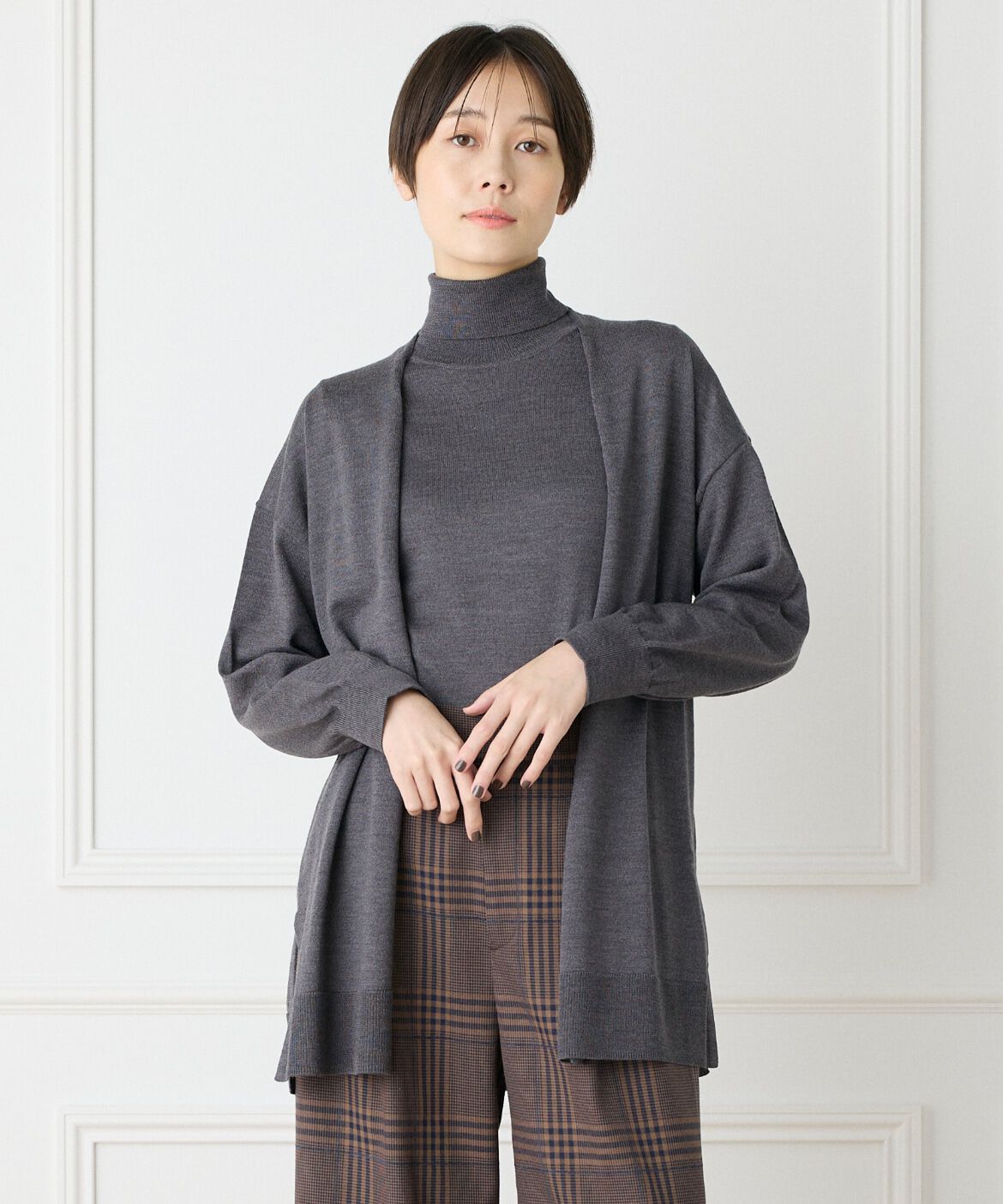 DAY by DAY it&rsquo;s international「ウォッシャブルウール着流しロングカーディガン《HARMONY》」|カーディガン|チャコールグ 3