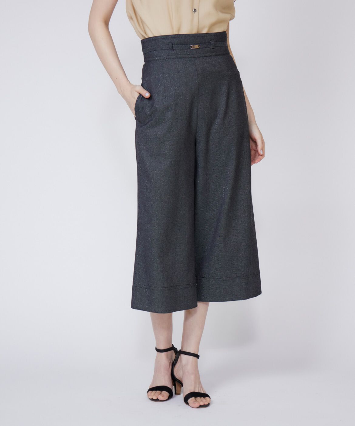 Maglie le cassetto「ラメデニムハイウエストパンツ」|デニム|