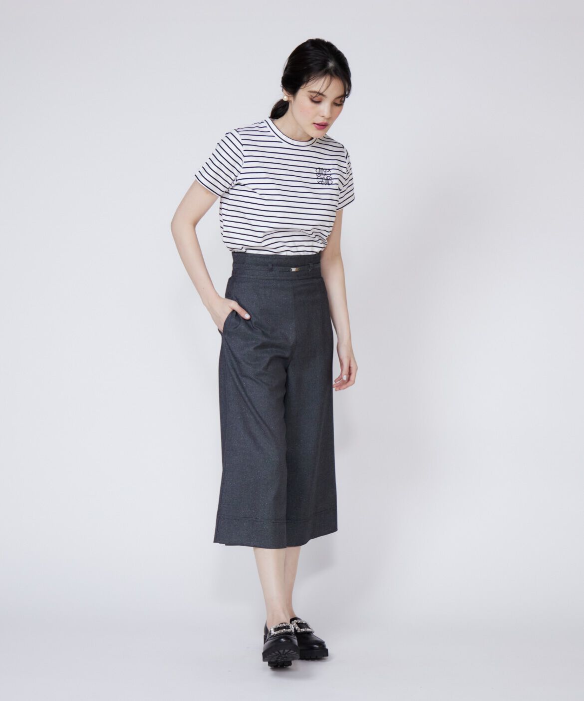 Maglie le cassetto「ラメデニムハイウエストパンツ」|デニム|