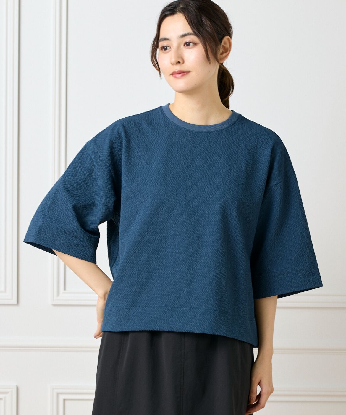 DAY by DAY it&rsquo;s international「バックタックＴブラウス《グランサッカー》」|シャツ・ブラウス|ネイビー