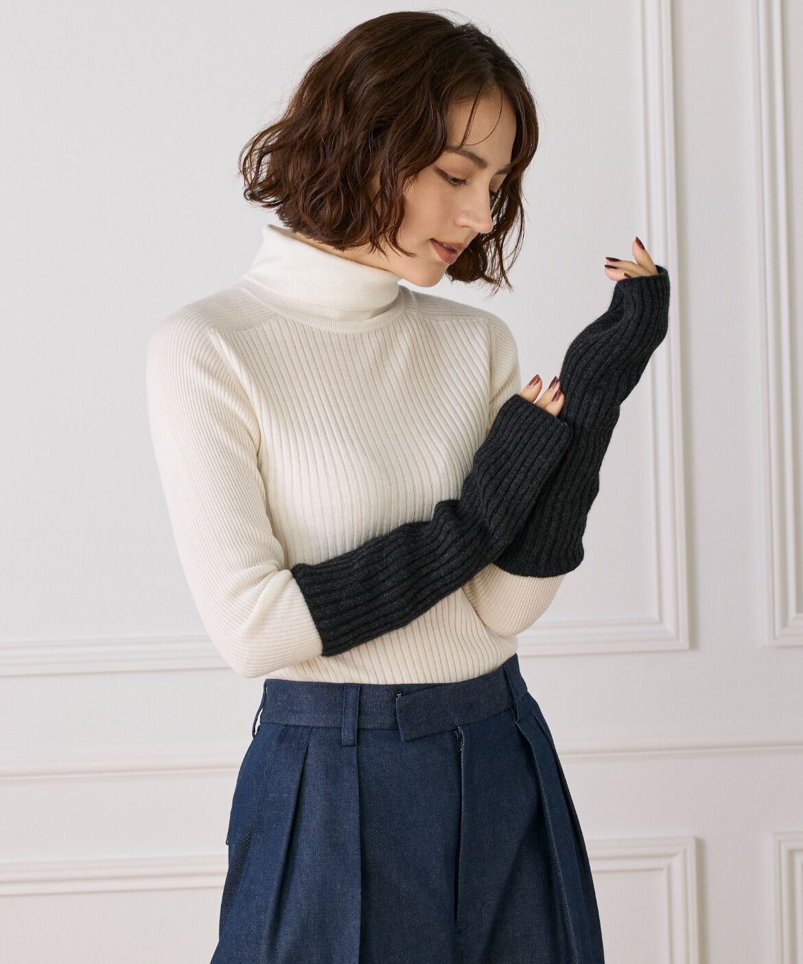 FAVORITE SUKINAMONO「ミドルゲージカシミヤ リブアームウォーマー《ASAUCE MELER》」|手袋|