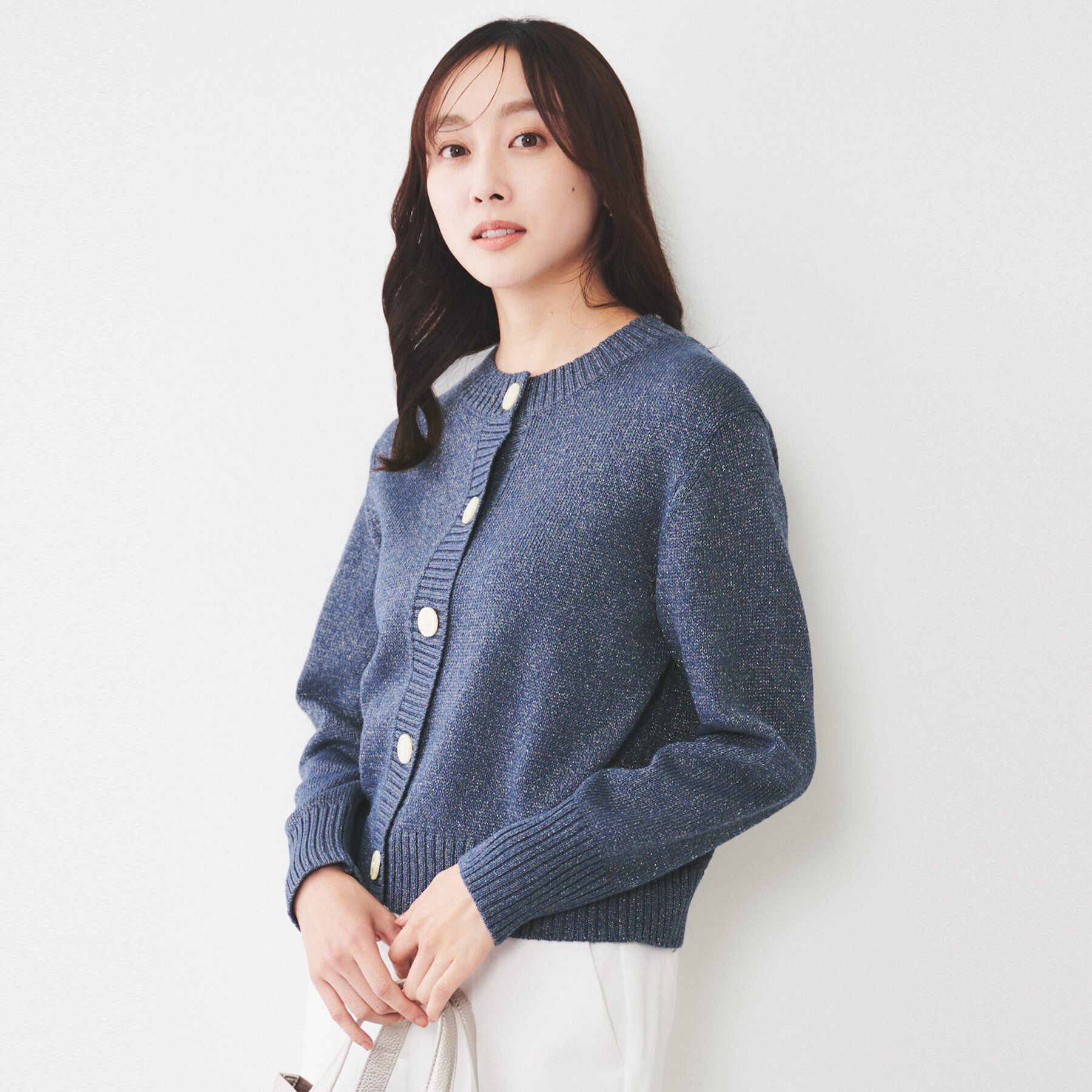 UNTITLED「【アンサンブル可能/ラメ調】コンパクトニットカーディガン」|カーディガン|