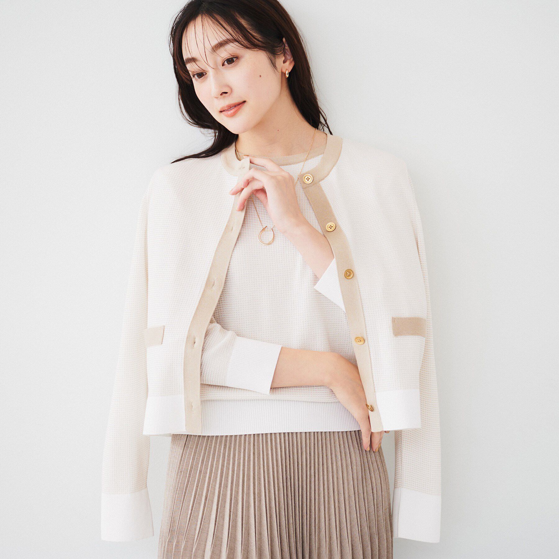 UNTITLED「【配色カラー/アンサンブル可能】キレイめ カーディガンニット」|カーディガン|