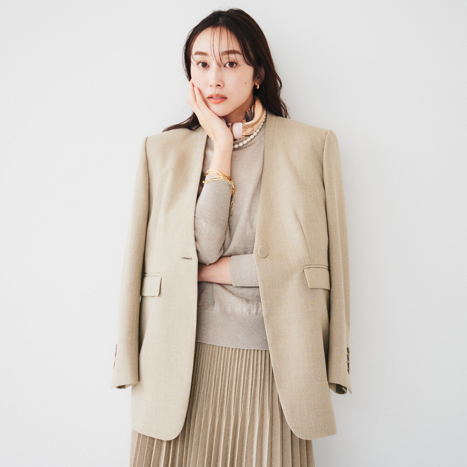 UNTITLED「【セットアップ可能】リネンライクキャンバス カラーレスジャケット」|ノーカラージャケット|