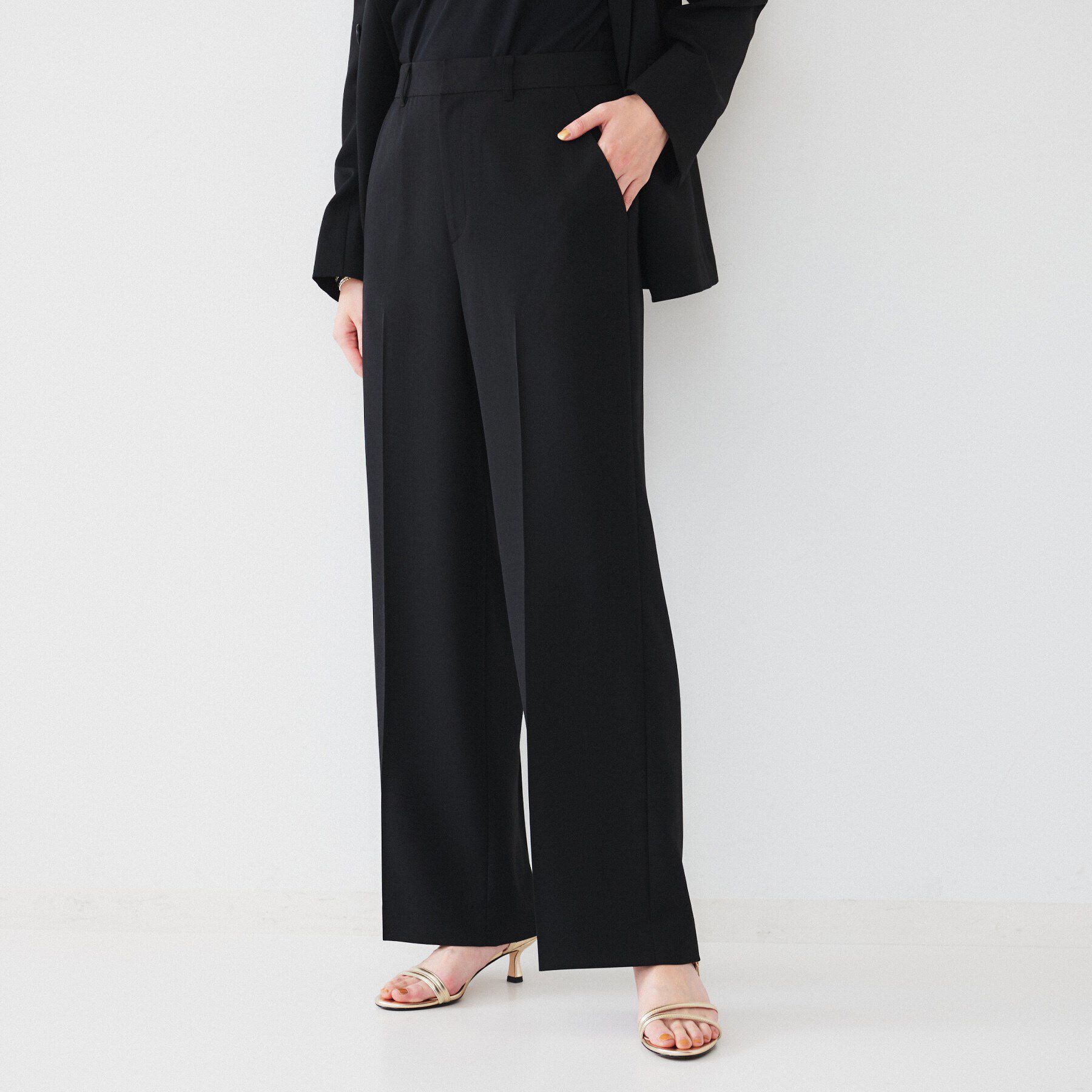 UNTITLED「【接触冷感/UV/セットアップ可能】ライトウェイト ワイドパンツ」|その他|ブラック(019)