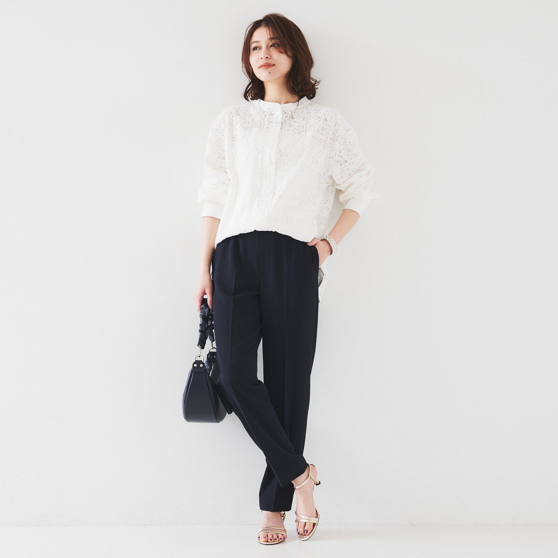 UNTITLED「【セットアップ可能/トレンド】クロシェ風レースシャツ」|シャツ・ブラウス|