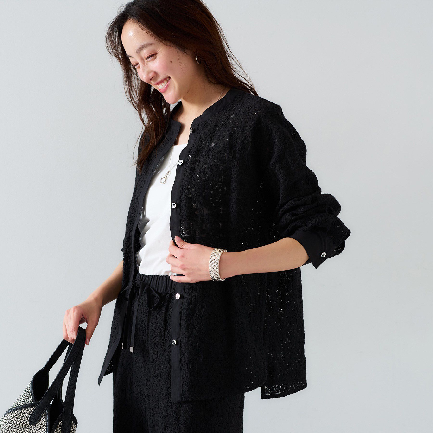 UNTITLED「【セットアップ可能/トレンド】クロシェ風レースシャツ」|シャツ・ブラウス|