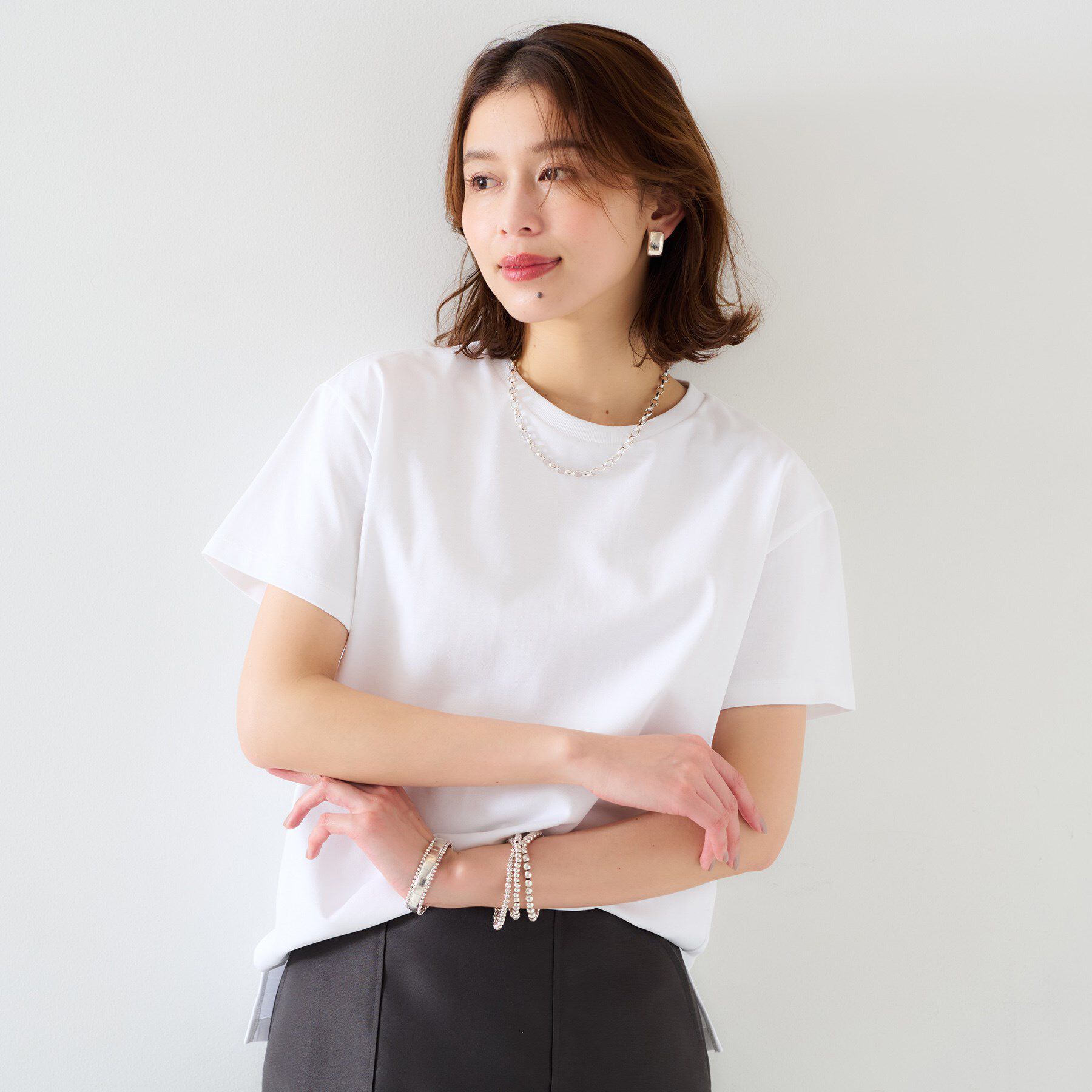 UNTITLED「【ベーシック/インナーにも/手洗い可】クルーネックプルオーバー」|Tシャツ・カットソー|