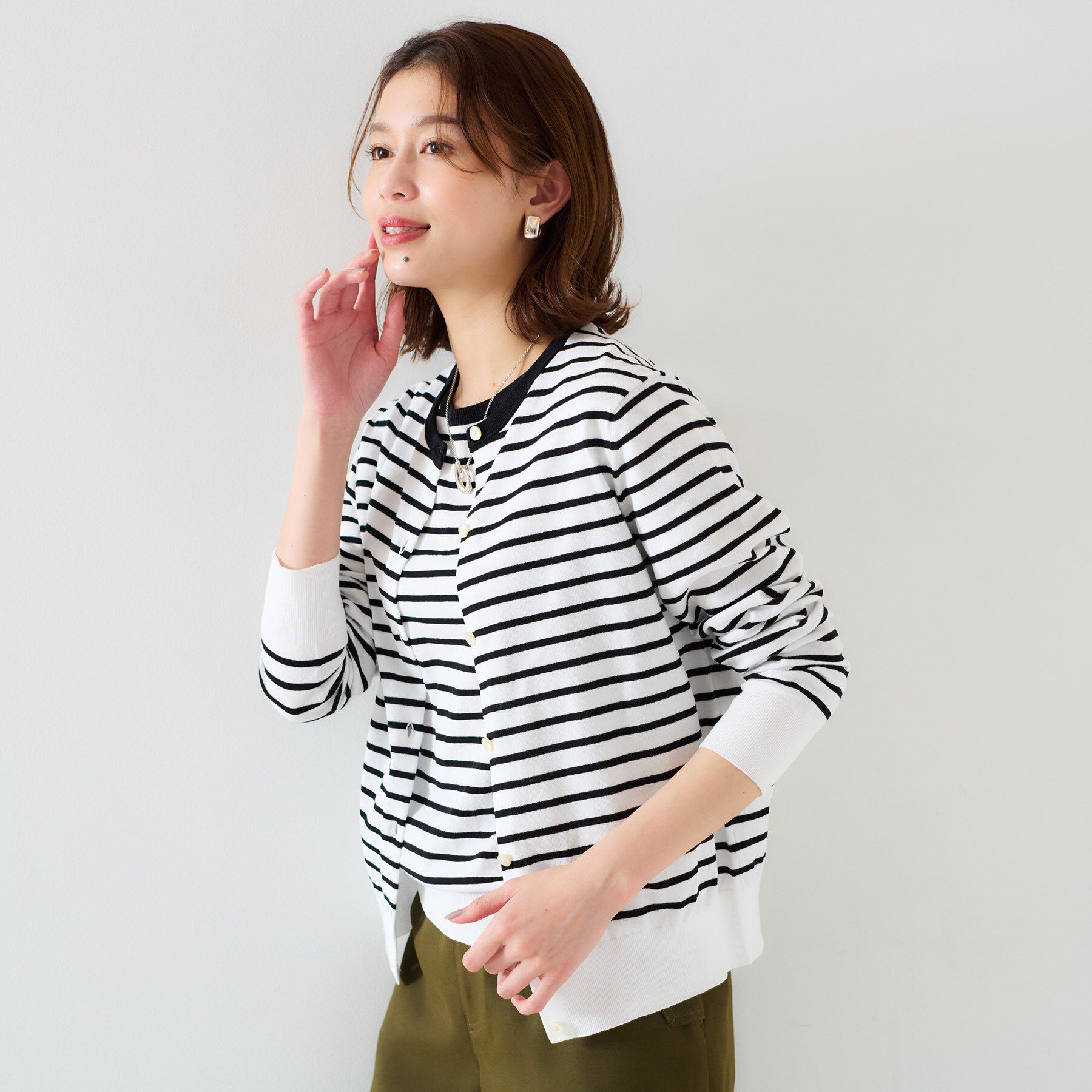 UNTITLED「【11色展開/コットン100/アンサンブル可能】クルーカーディガン」|カーディガン|