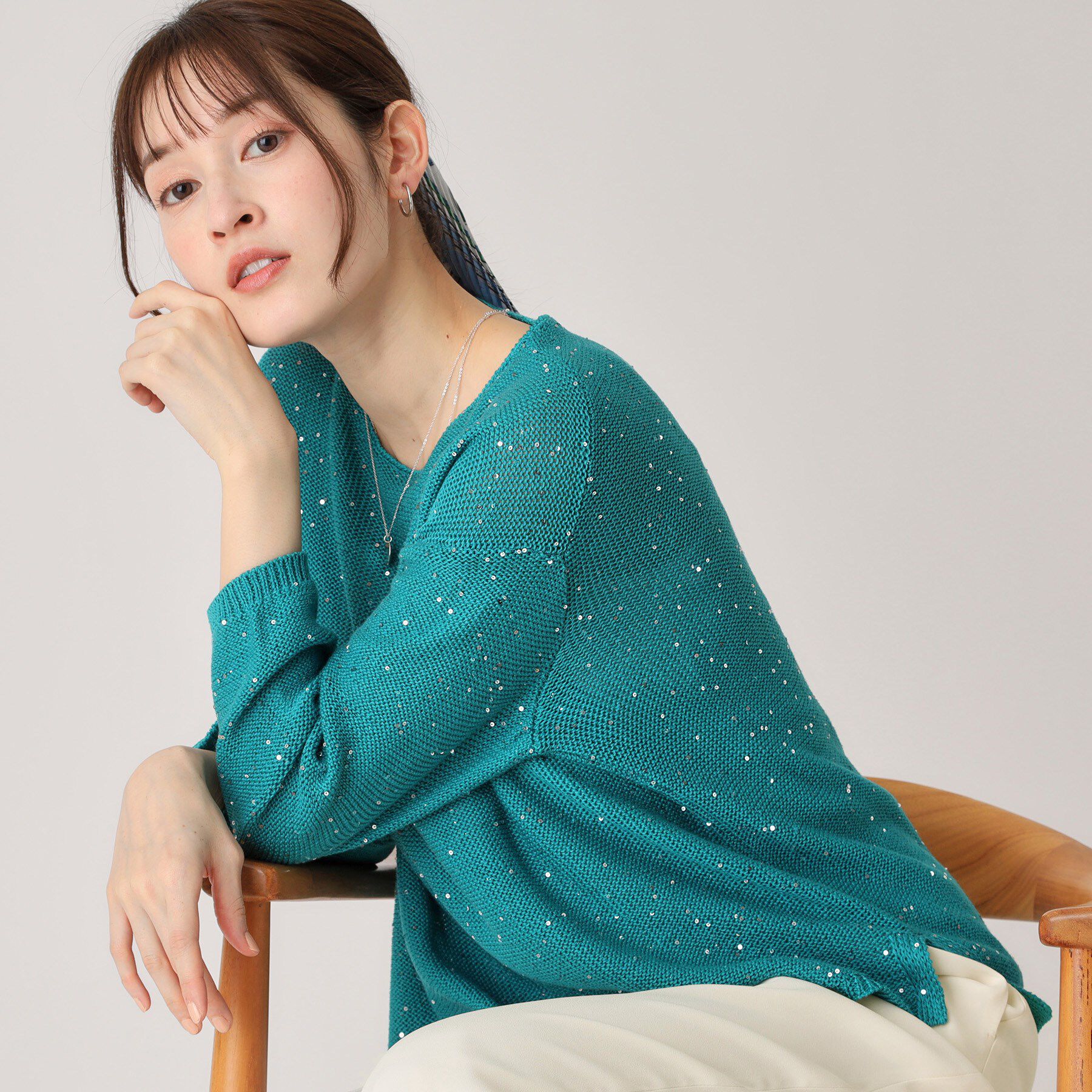 COUP DE CHANCE「【洗える】スパンコールニット」|ニット・セーター|