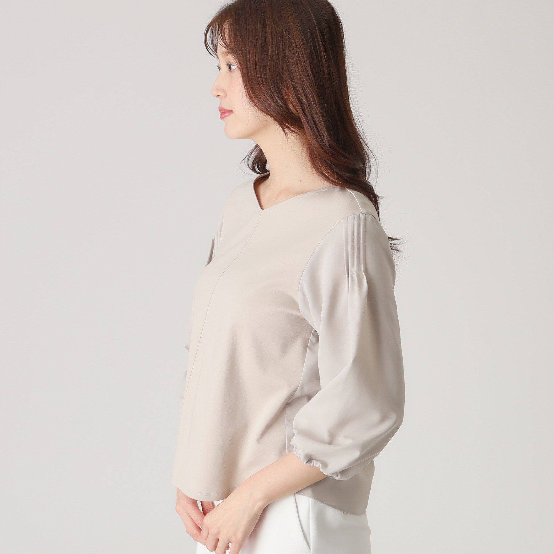 COUP DE CHANCE「【洗える／日本製／袖の異素材使い】ジャージプルオーバー」|Tシャツ・カットソー|