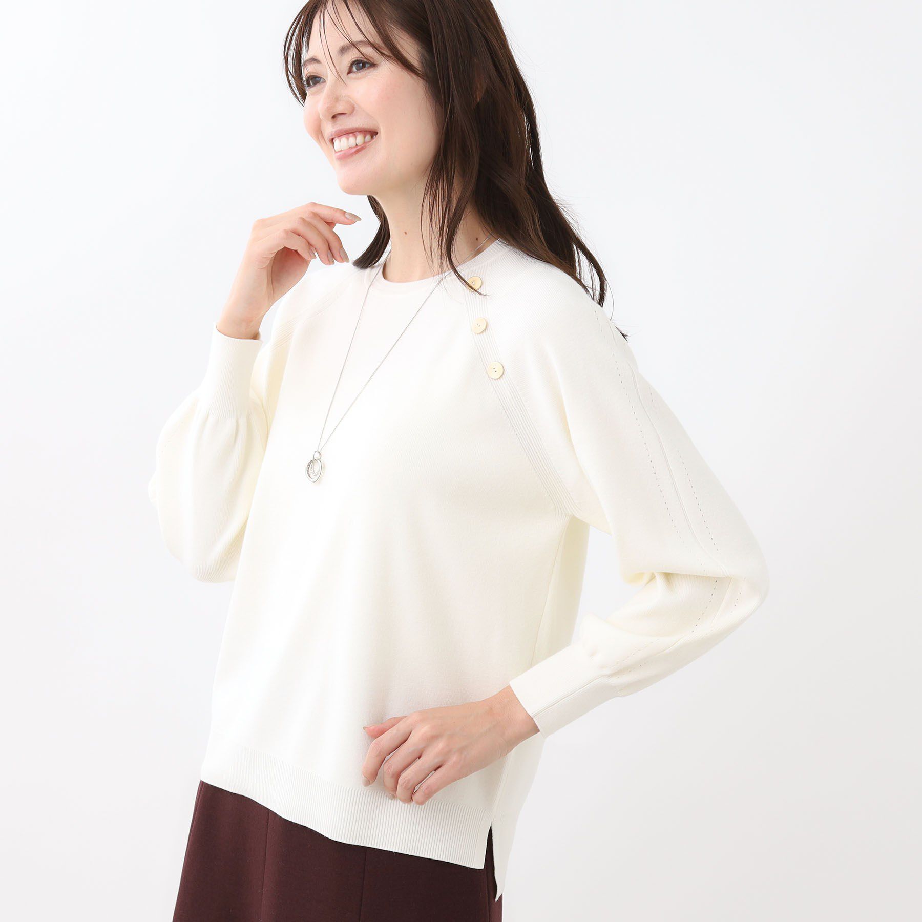 Reflect「【ゆったり着られる◎】ラグランスリーブニット」|ニット・セーター|アイボリー(004)