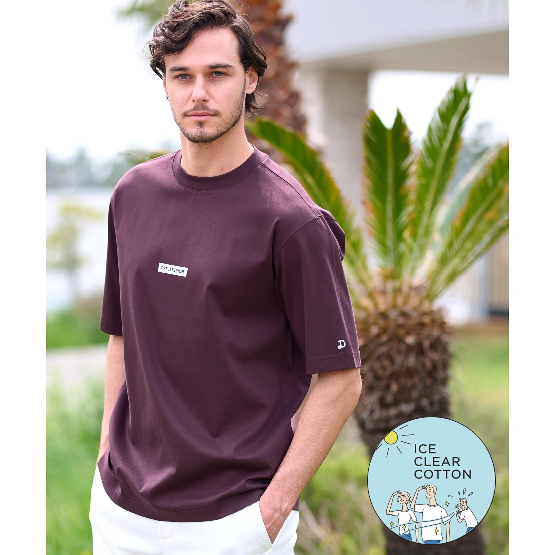 DRESSTERIOR「【接触冷感／抗菌防臭／消臭】ICE CLEAR COTTON NINEストリートTシャツ」|Tシャツ・カットソー|ブラウン(044)