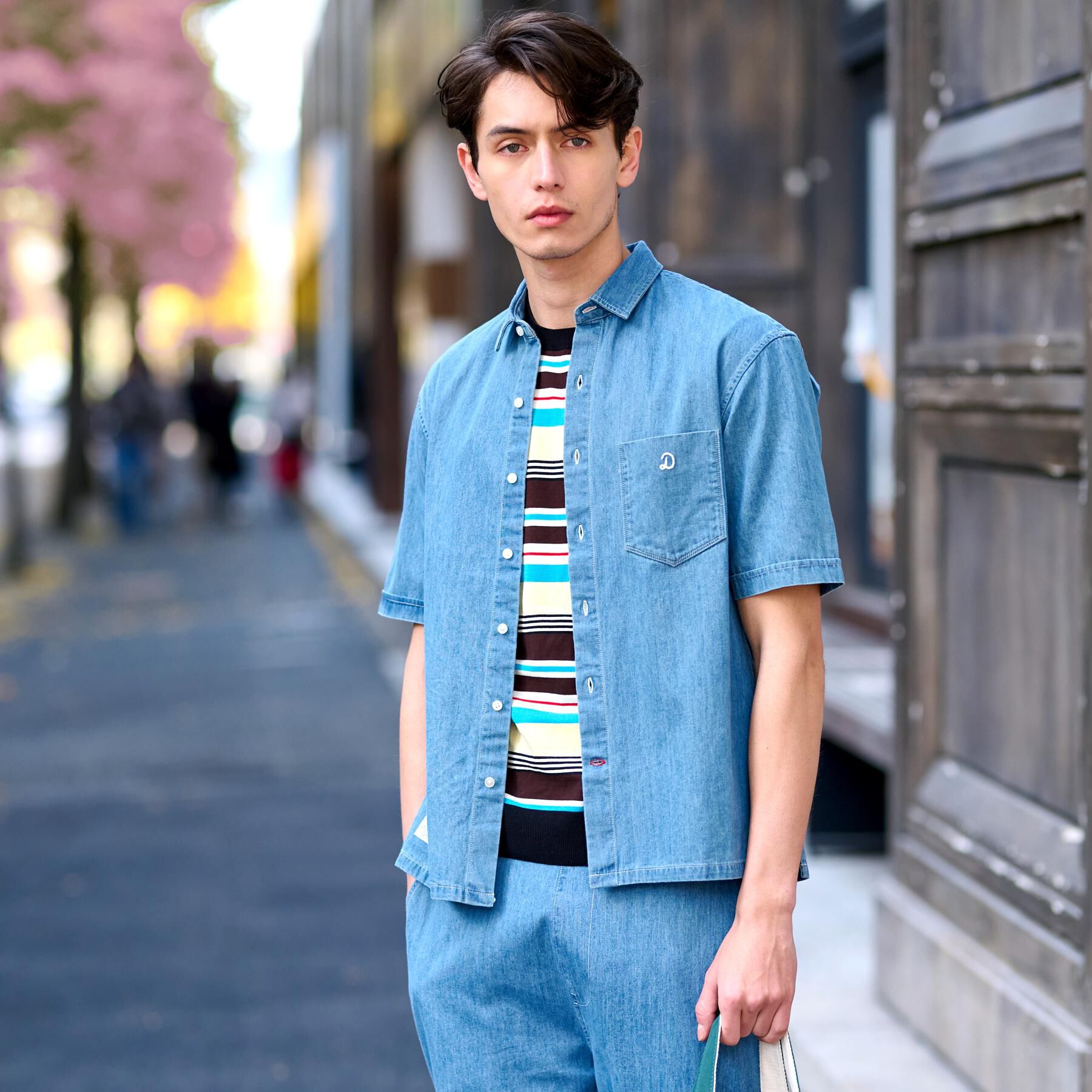 DRESSTERIOR「【セットアップ可】ライトデニム ハーフスリーブシャツ」|シャツ・ブラウス|