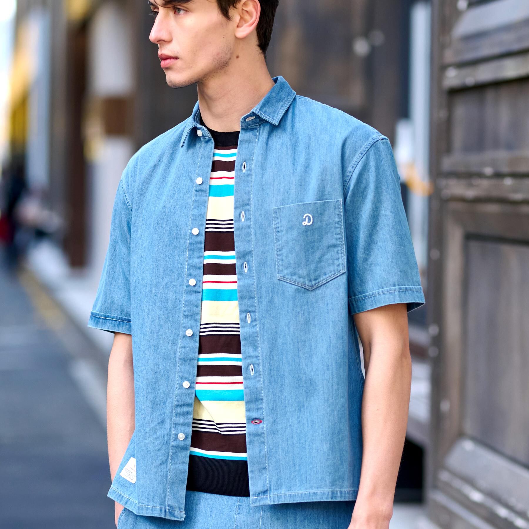 DRESSTERIOR「【セットアップ可】ライトデニム ハーフスリーブシャツ」|シャツ・ブラウス|