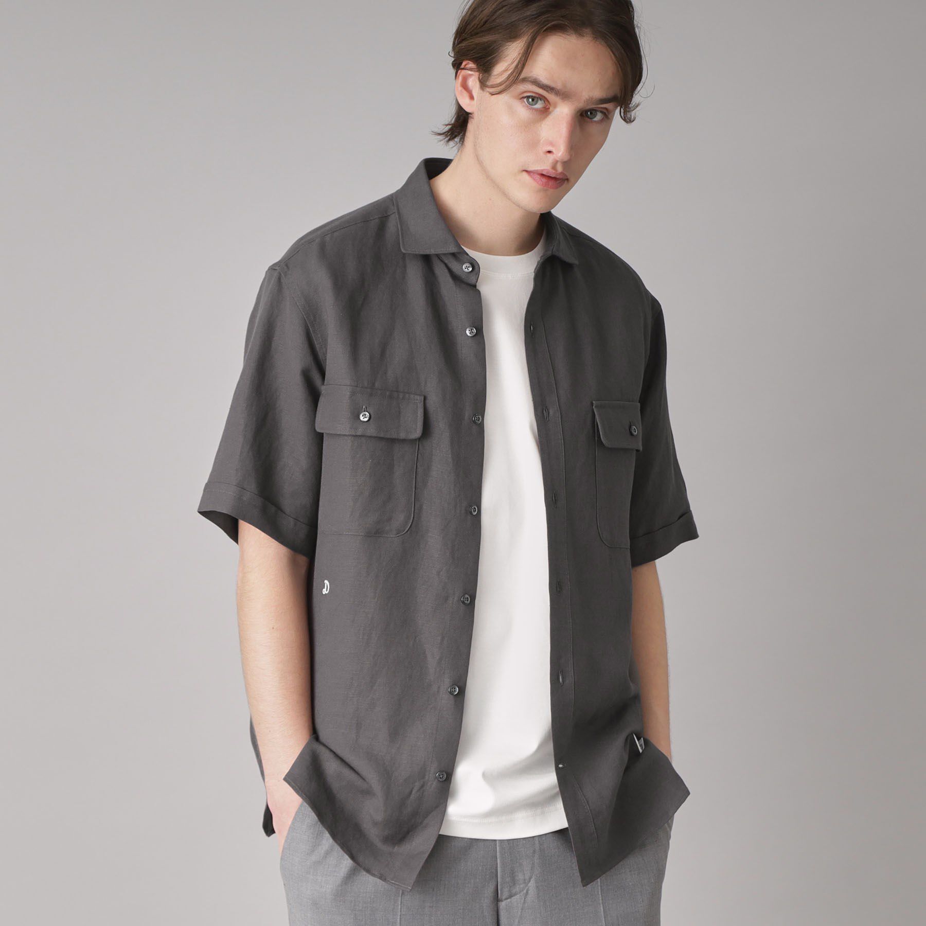 DRESSTERIOR「リネンレーヨン ハーフスリーブシャツ」|シャツ・ブラウス|