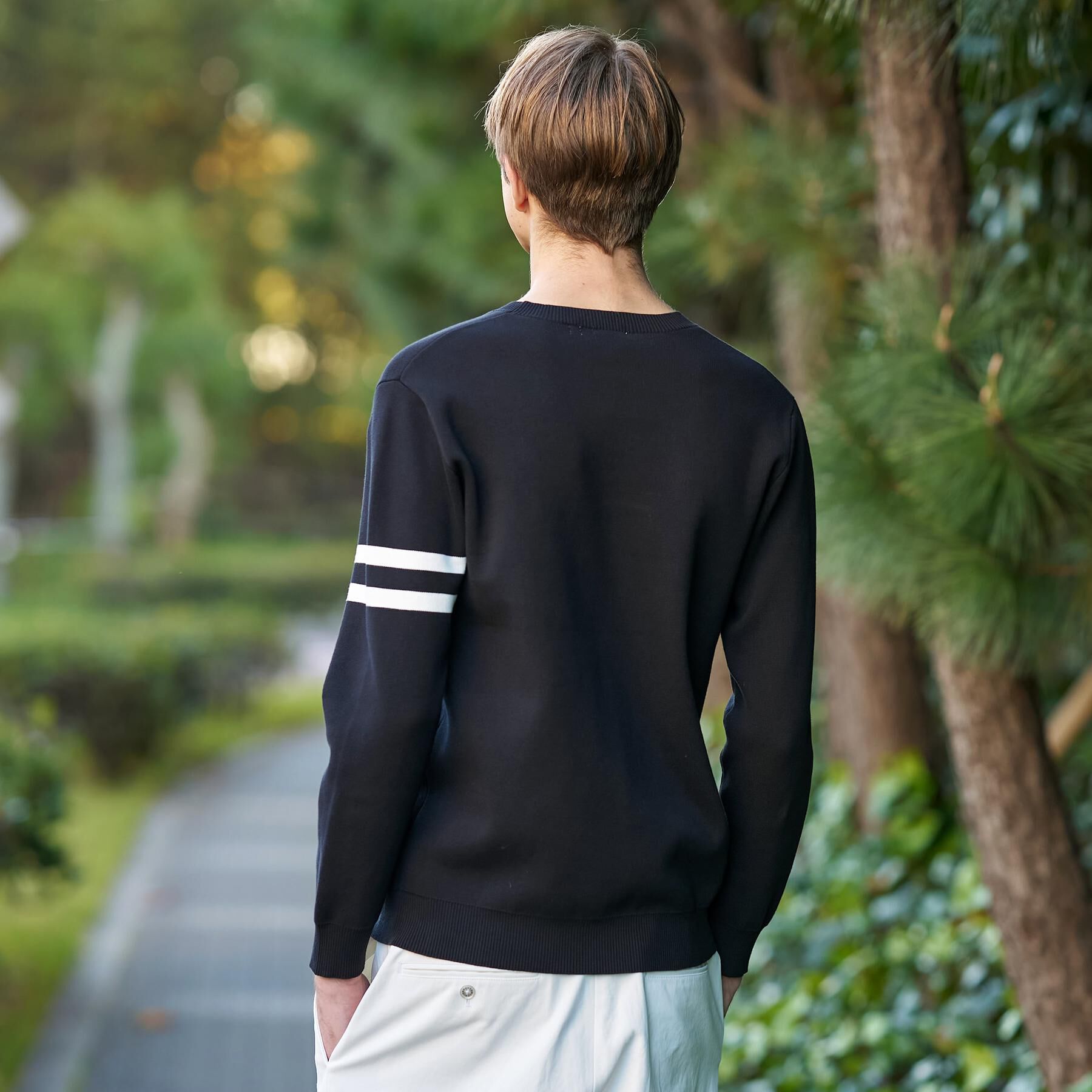 DRESSTERIOR「コットンスムース アームラインクルーネック」|ニット・セーター|