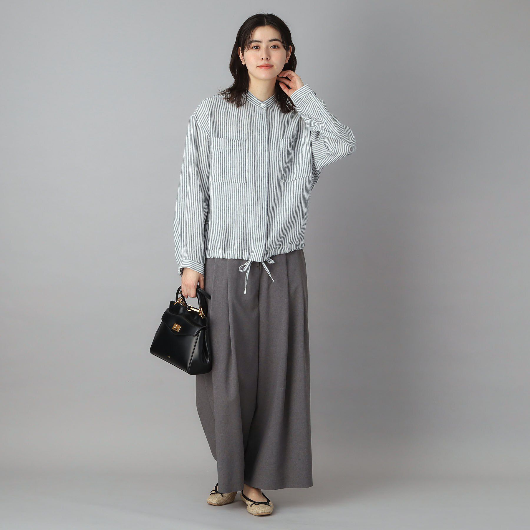 DRESSTERIOR「ストライプリネン ドロストシャツ」|シャツ・ブラウス|