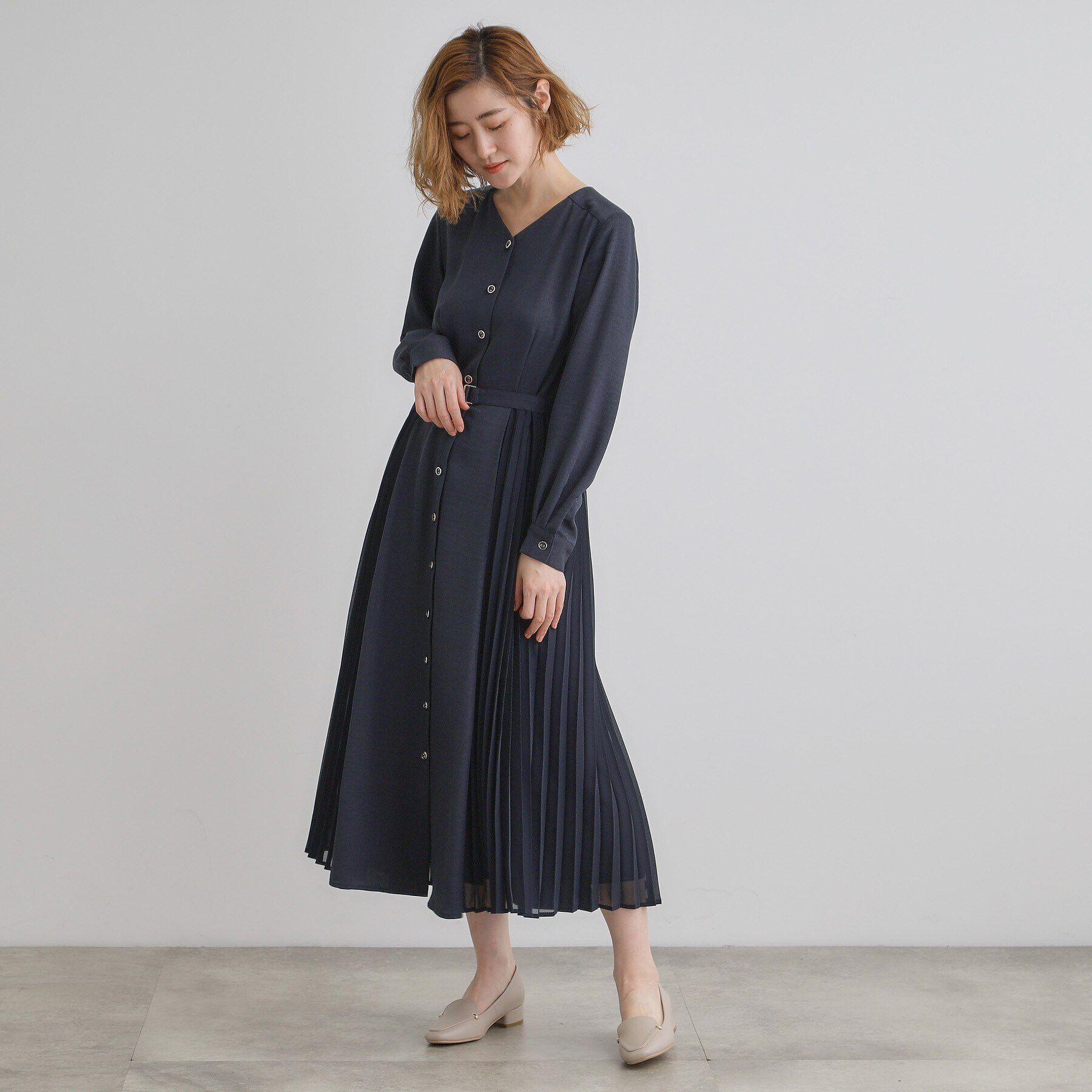 grove「サイドプリーツシャツワンピース」|ワンピース|