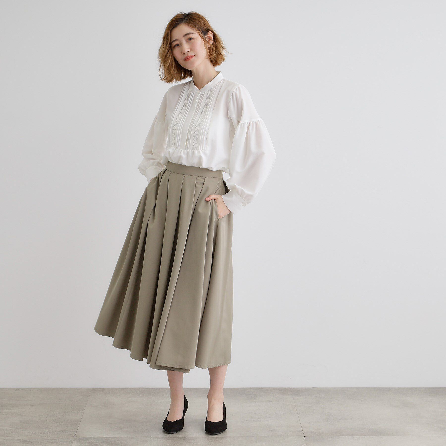 grove「ピンタックボリュームスリーブブラウス」|シャツ・ブラウス|