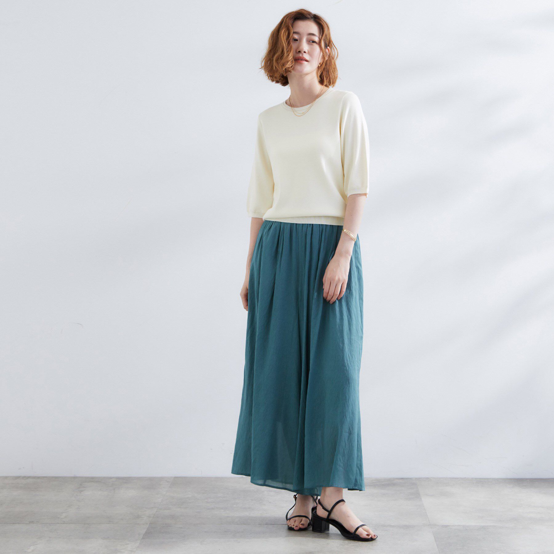 grove「ひんやり多機能・やわらかドライタッチ五分袖プルオーバー」|ニット・セーター|