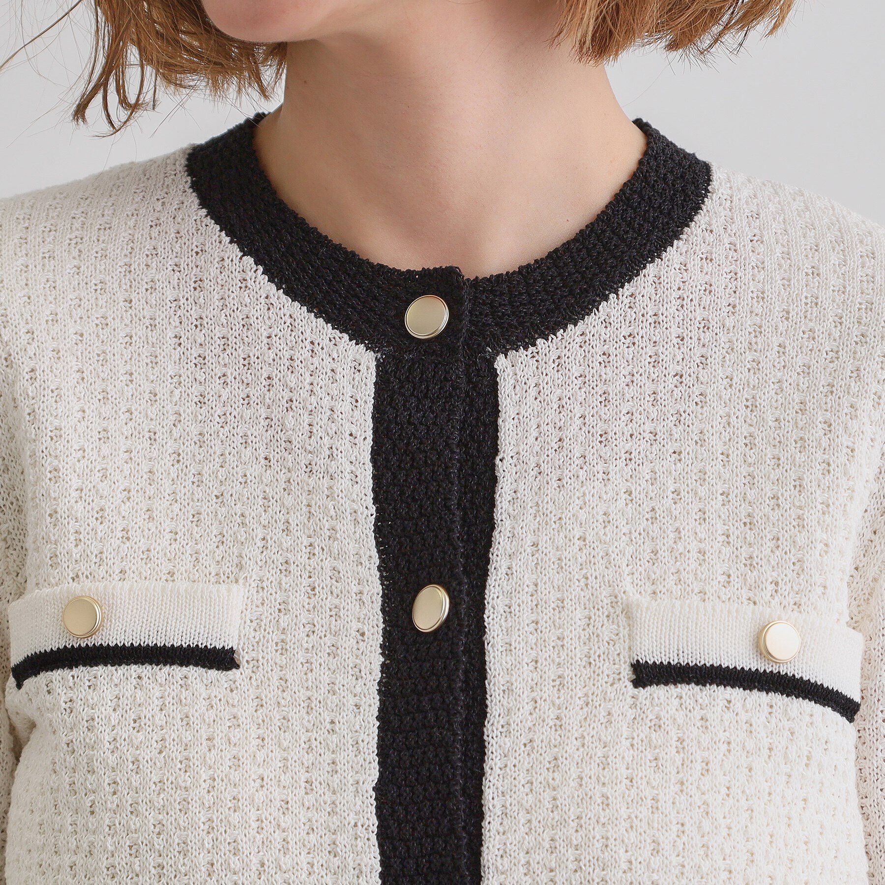 grove「バイカラーニットジャケット」|カーディガン|