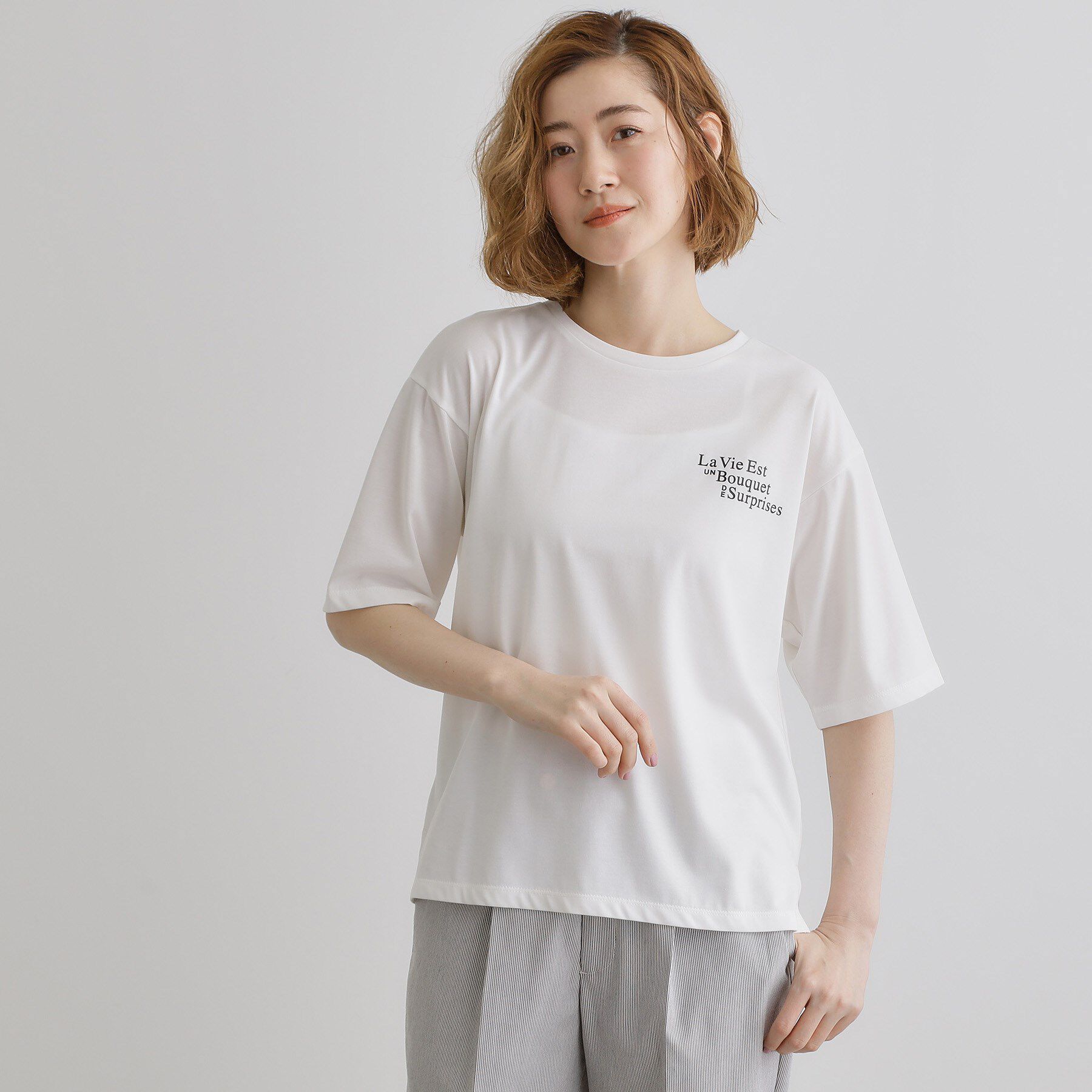 grove「五分袖ロゴプリントTシャツ」|Tシャツ・カットソー|