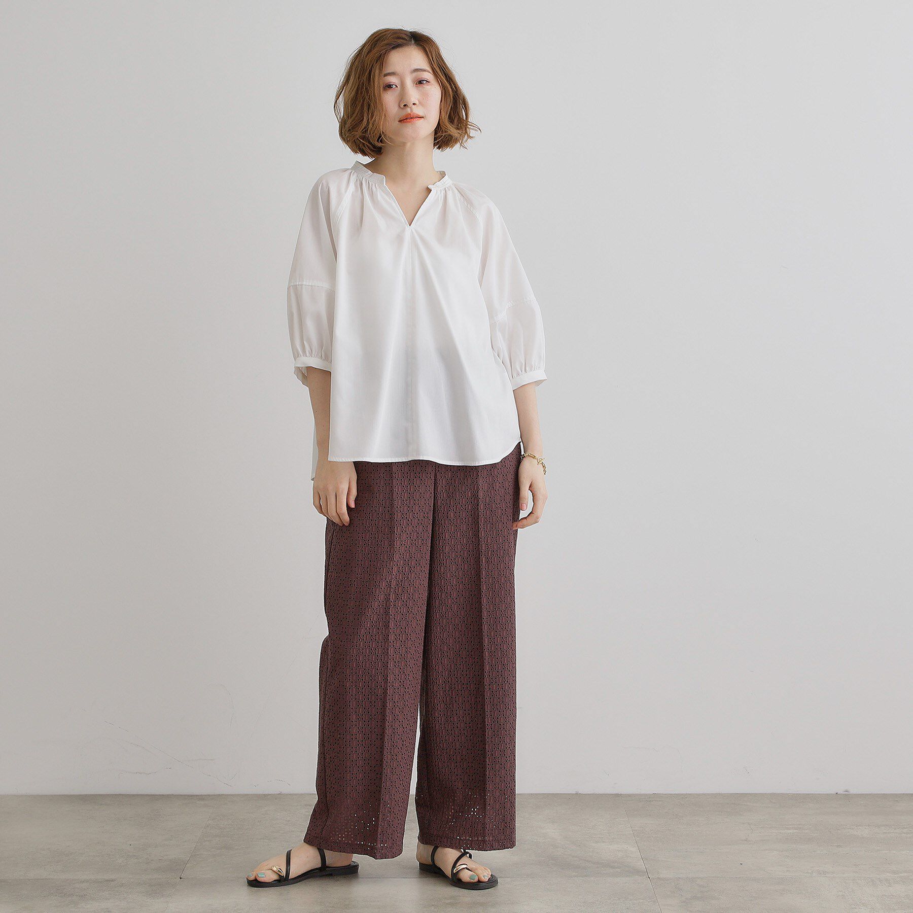 grove「【夏に嬉しい機能付き】ランタンスリーブシャツブラウス」|シャツ・ブラウス|