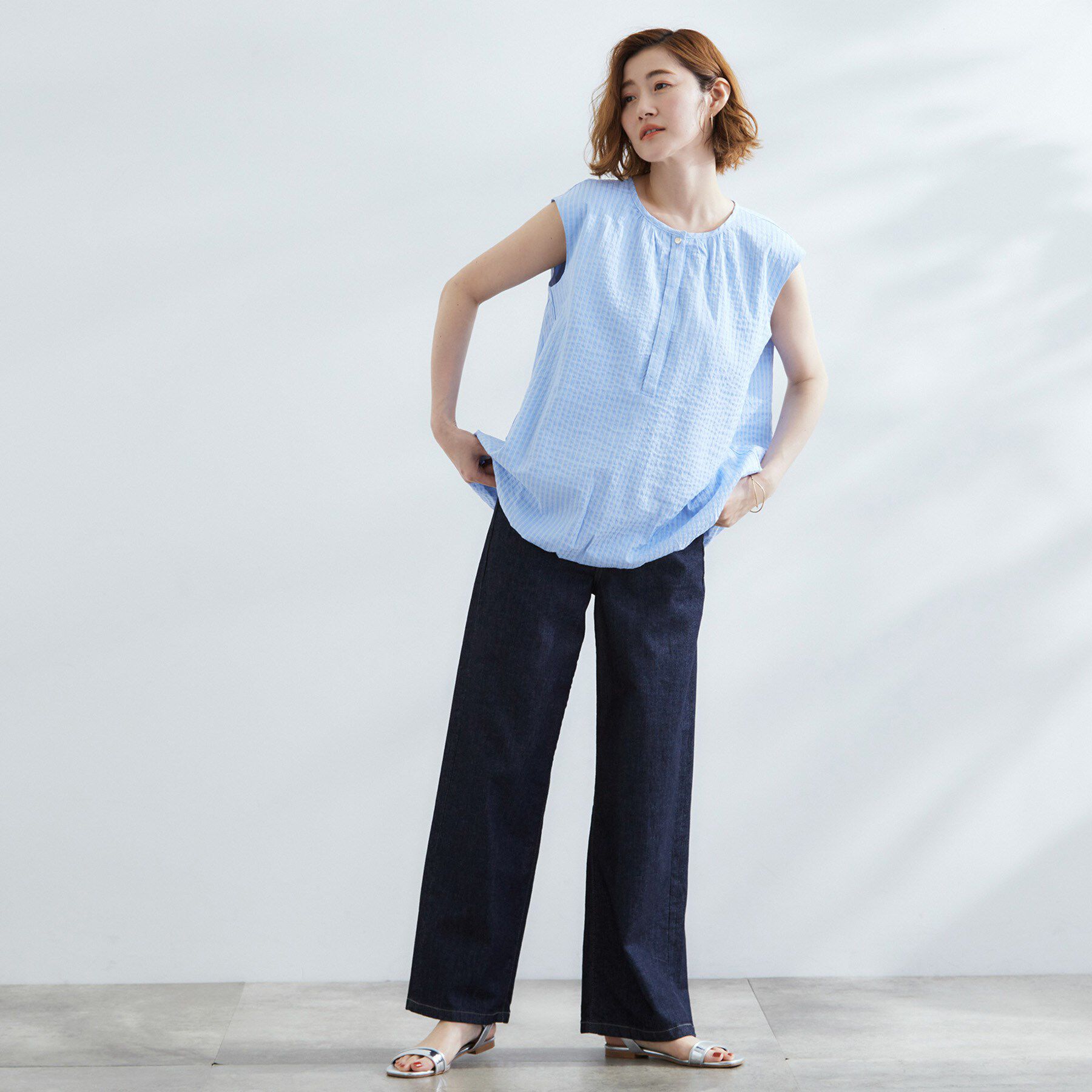 grove「裾のボリュームが今年気分　ストライプバルーンブラウス」|シャツ・ブラウス|