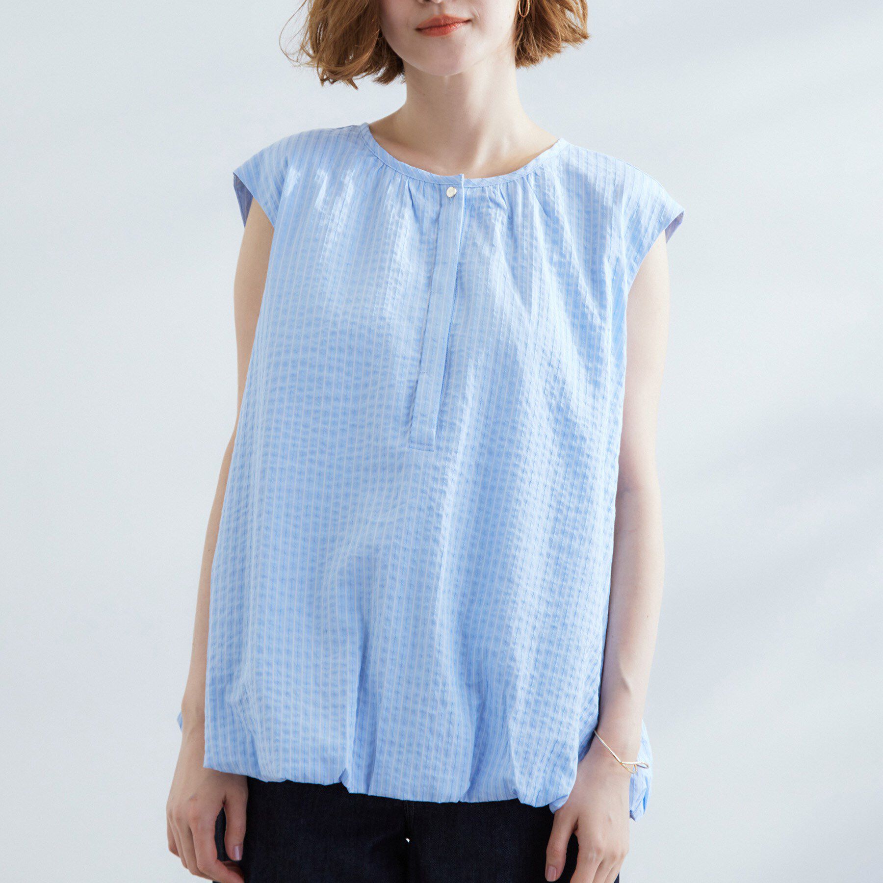 grove「裾のボリュームが今年気分　ストライプバルーンブラウス」|シャツ・ブラウス|