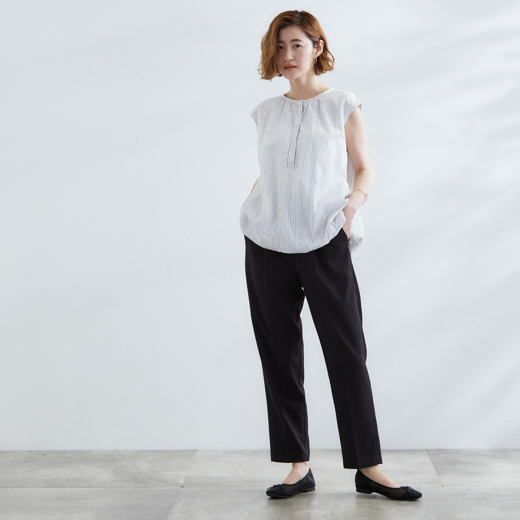 grove「裾のボリュームが今年気分　ストライプバルーンブラウス」|シャツ・ブラウス|