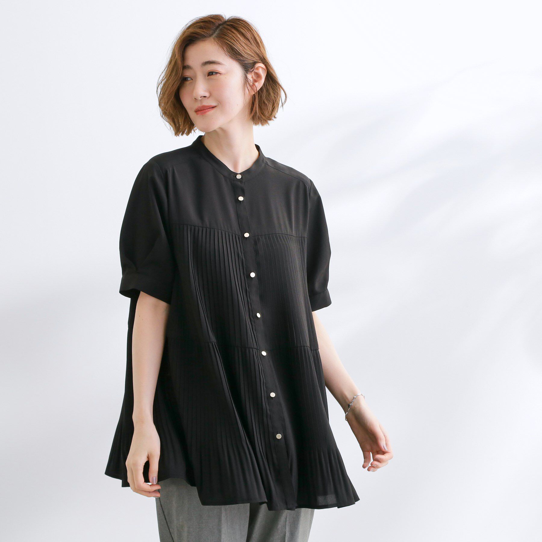 grove「【体型カバー】ラフに着たい　ティアードプリーツブラウス」|シャツ・ブラウス|