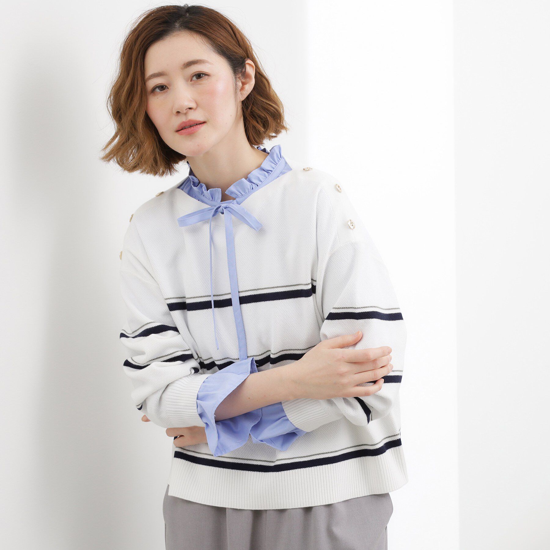 grove「【おうちで洗える】顔周りすっきり、ボートネックニット」|ニット・セーター|