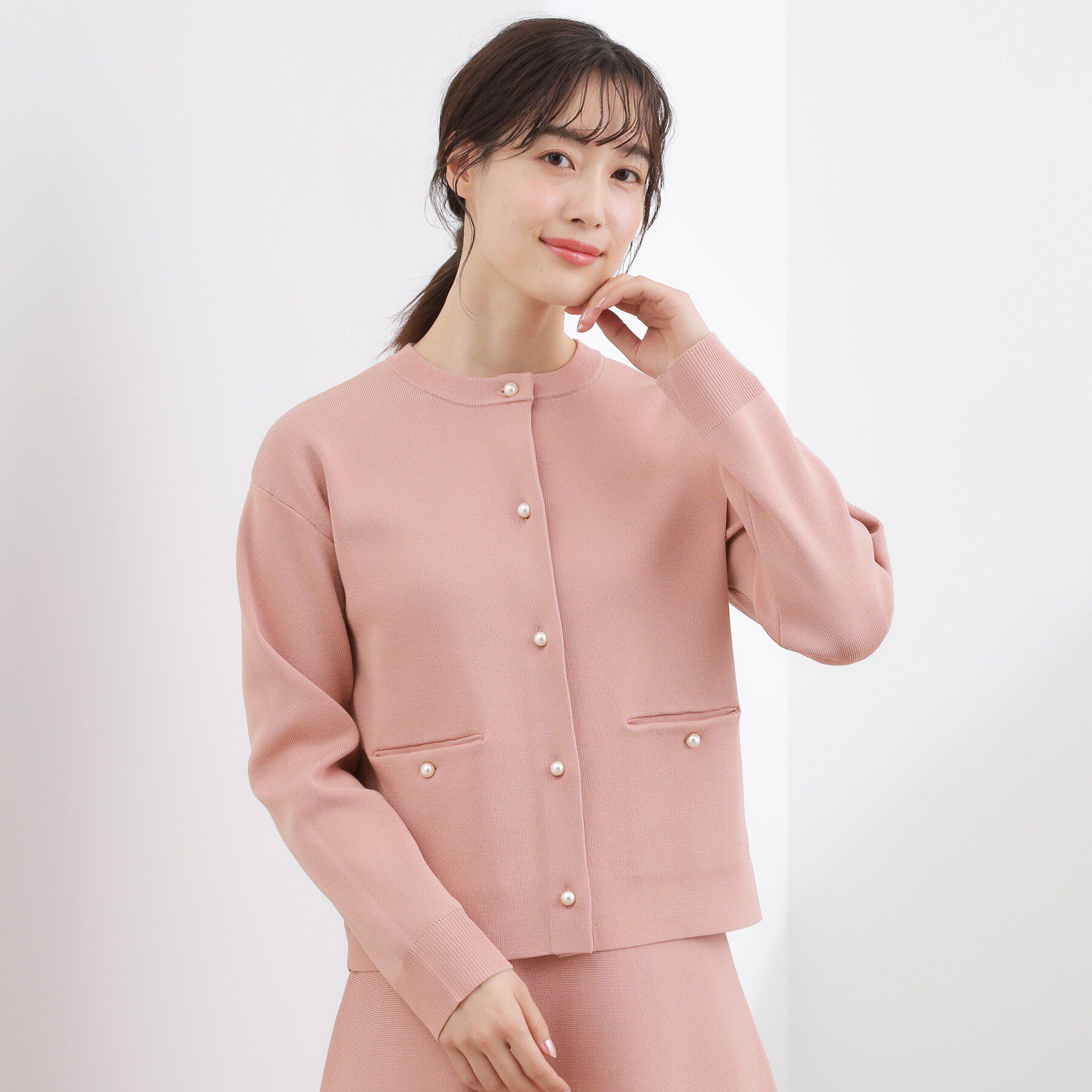 grove「【SETUP対応】パール調釦ニットカーディガン」|カーディガン|