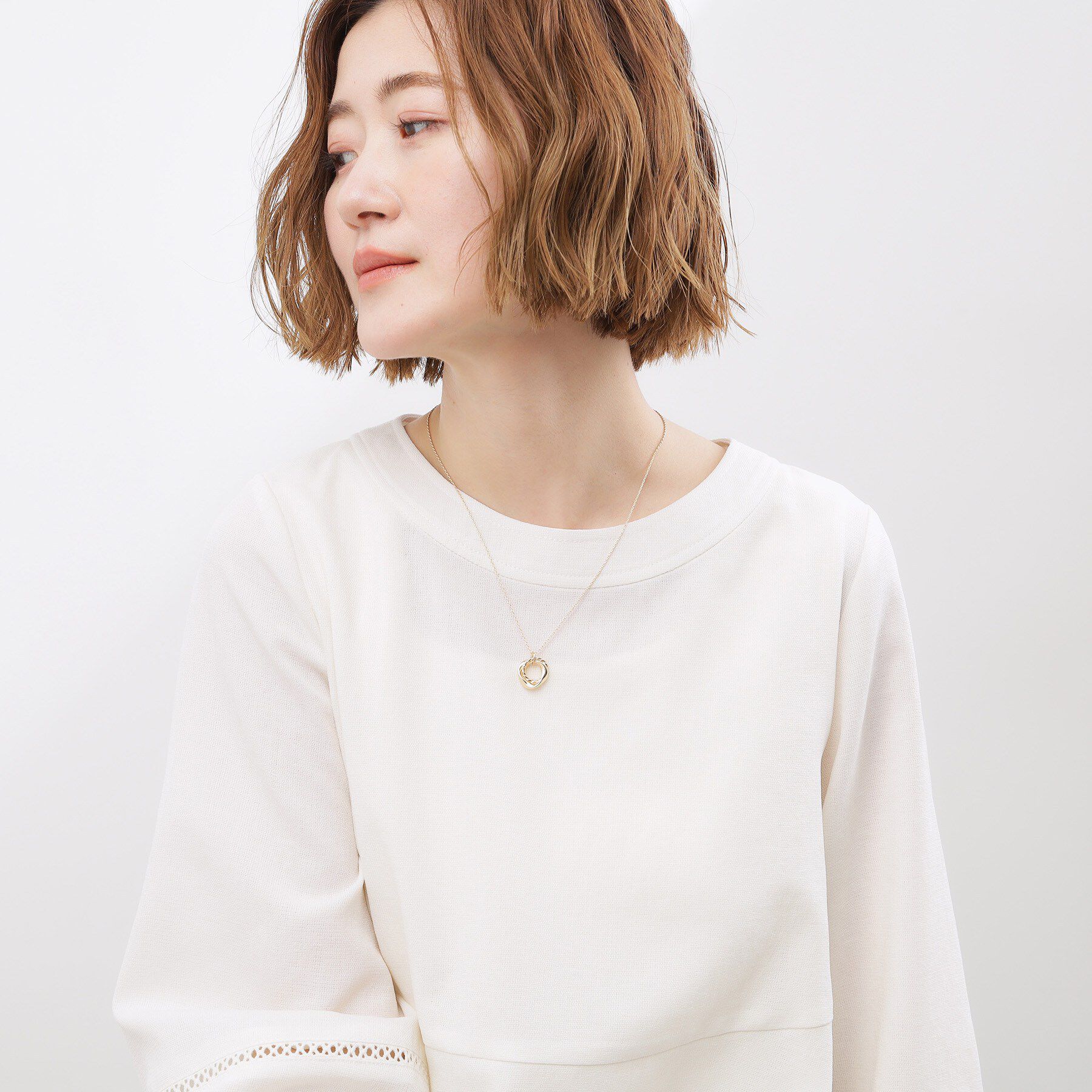 grove「ツイストメタルダブルリングショートネックレス」|ネックレス|