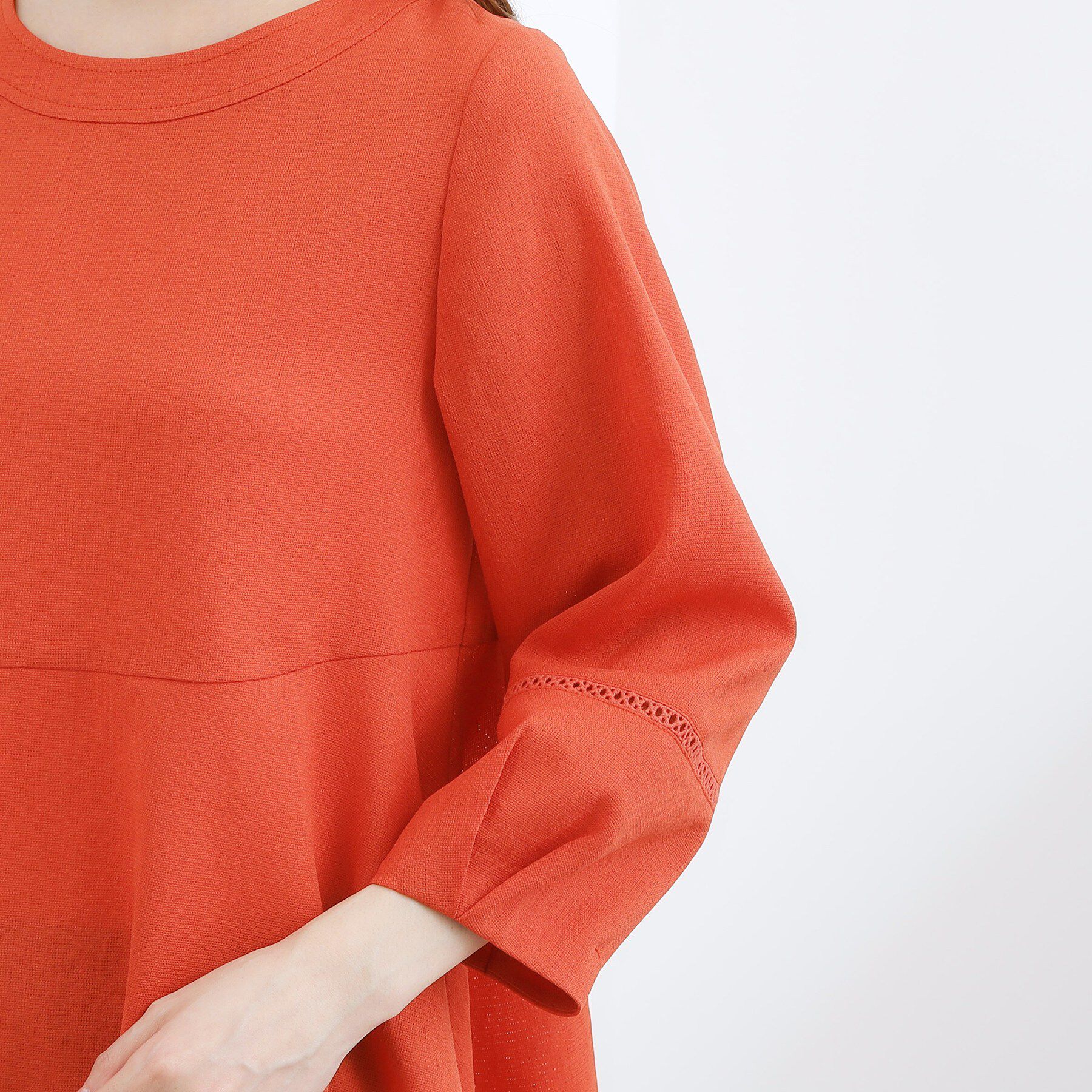 grove「【体型カバーも叶う】麻調メッシュランタンスリーブブラウス」|シャツ・ブラウス|