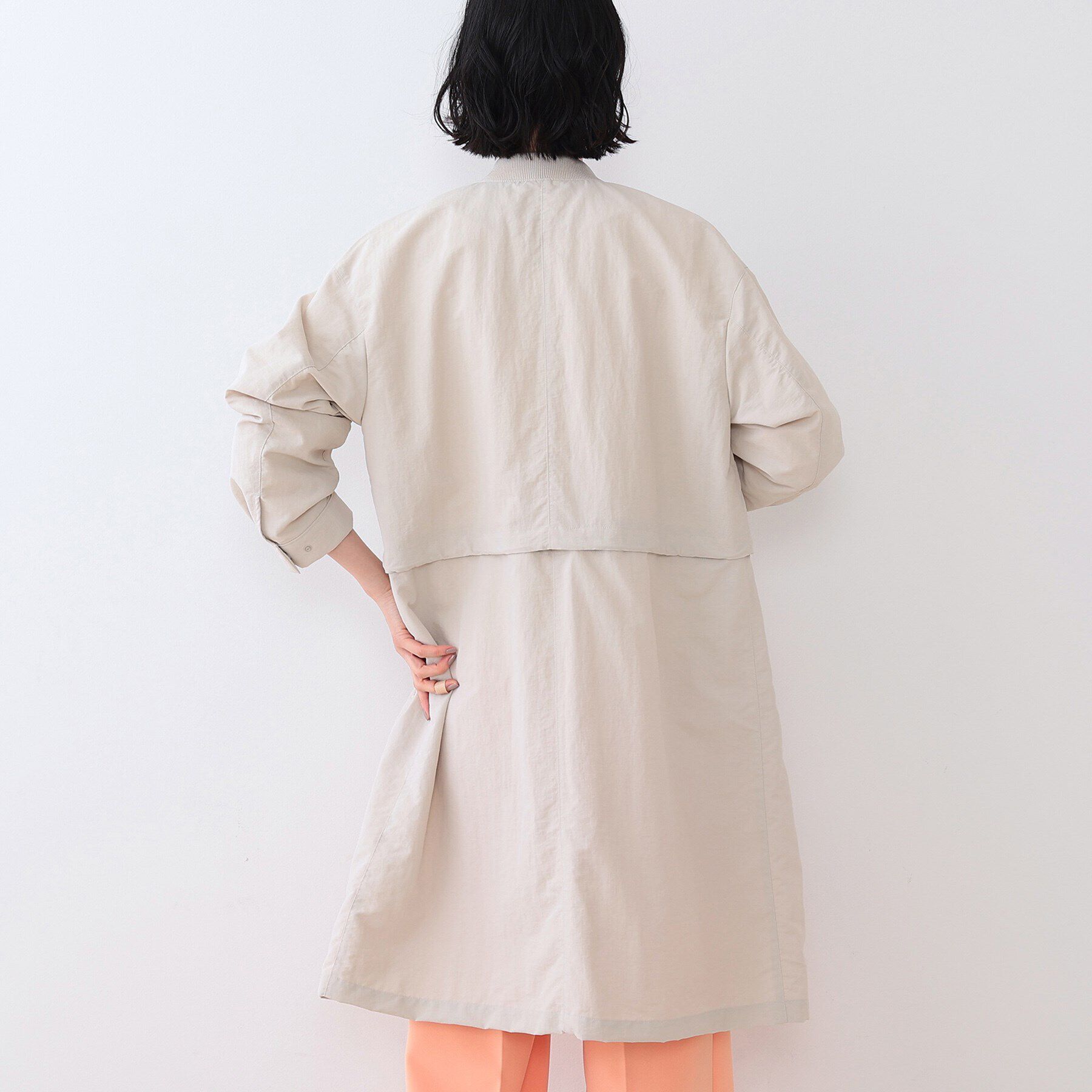 INDIVI「【撥水／UVケア／2WAY】ショート＆ロング ブルゾンコート」|ブルゾン・スタジャン|