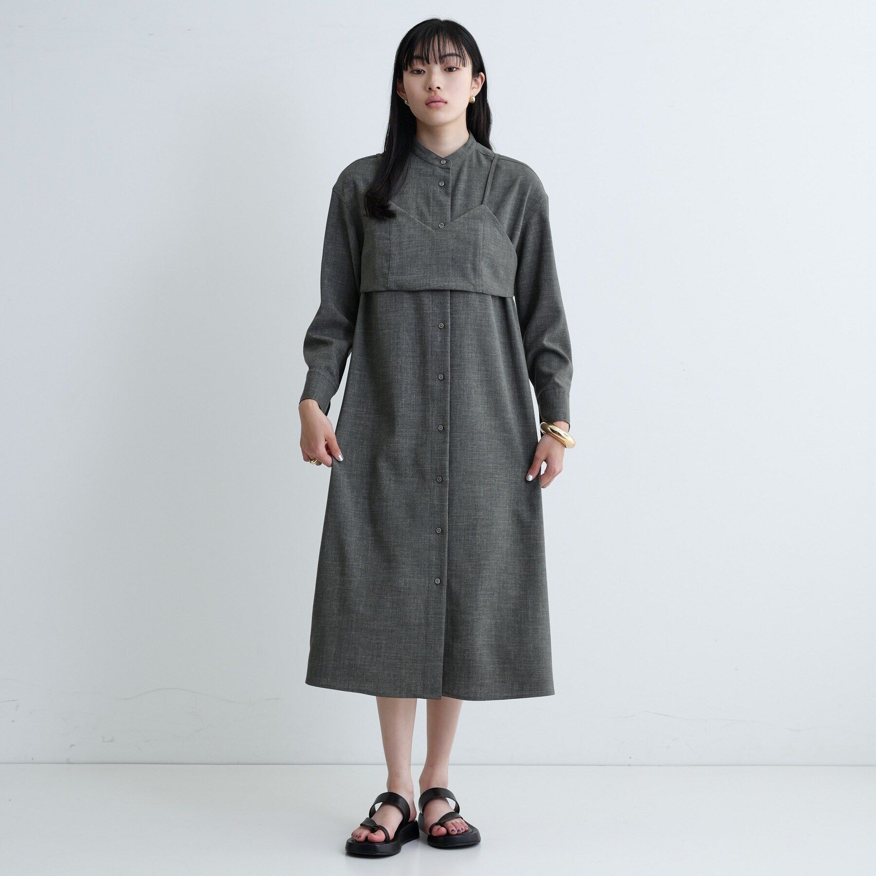 GALLEST「【セレモニー/オケージョン/通勤】ビスチェセットシャツドレス【2WAY】」|ワンピース|