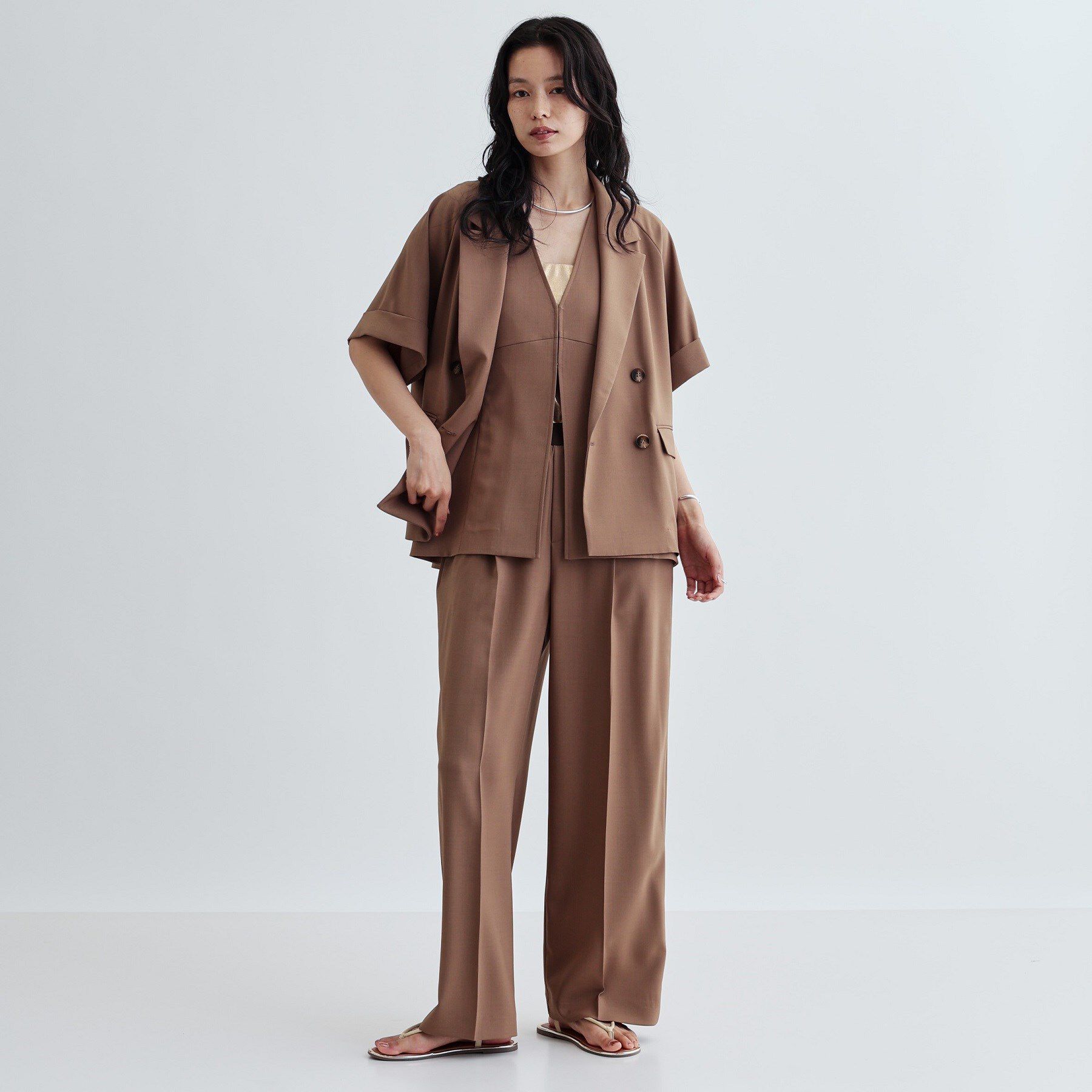 GALLEST「【セットアップ対応】イージーダブルブレスト半袖ジャケット」|テーラードジャケット|