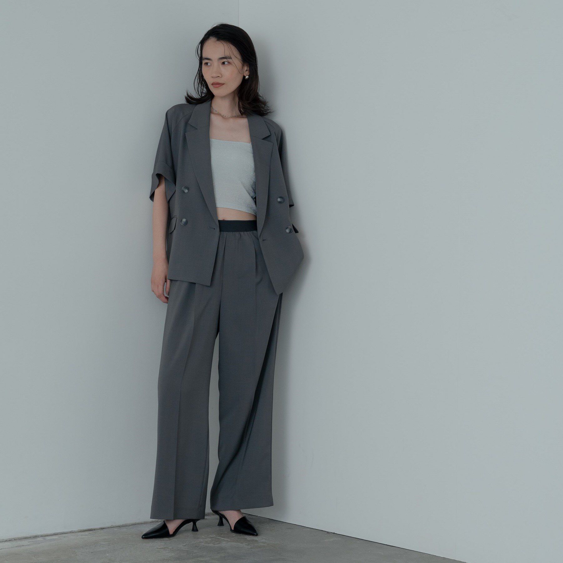 GALLEST「【セットアップ対応】イージーダブルブレスト半袖ジャケット」|テーラードジャケット|