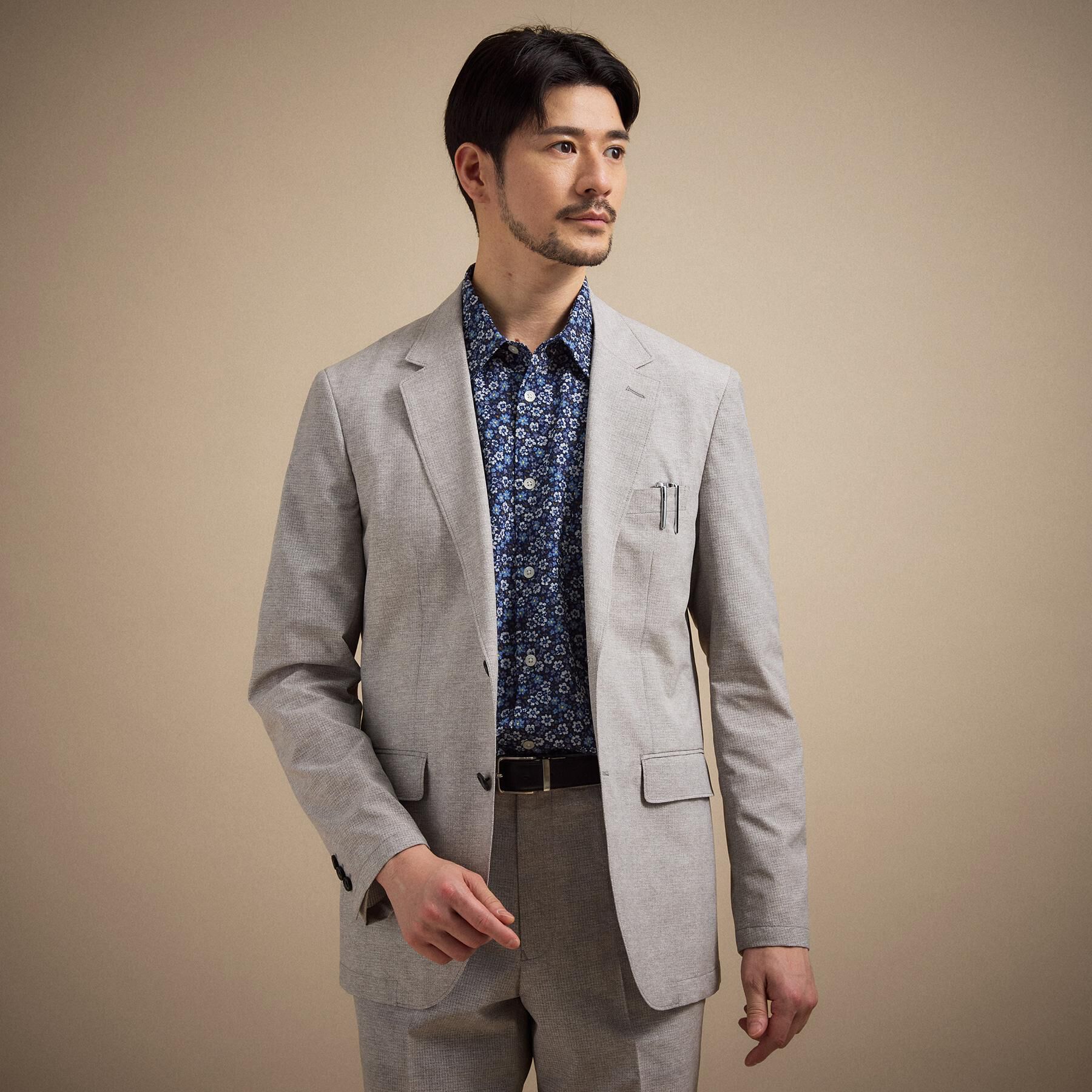 TAKEO KIKUCHI「【抗菌防臭】COOL DOTS（R）ドビープリント ジャケット」|テーラードジャケット|ライトグレー(011