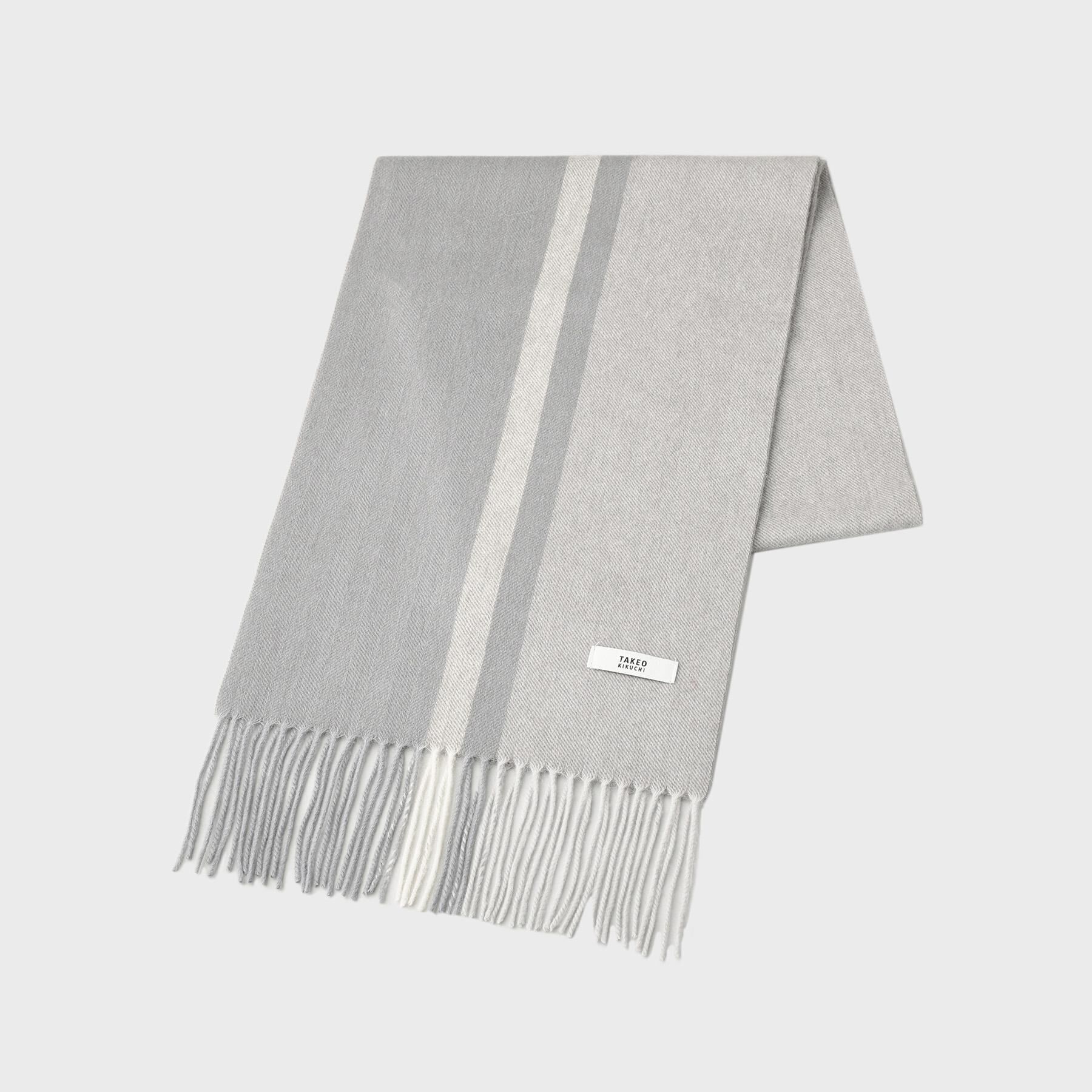 TAKEO KIKUCHI「【ラッピング巾着セット】カシミヤブレンドパネルマフラー」|ストール|チャコールグレー(5