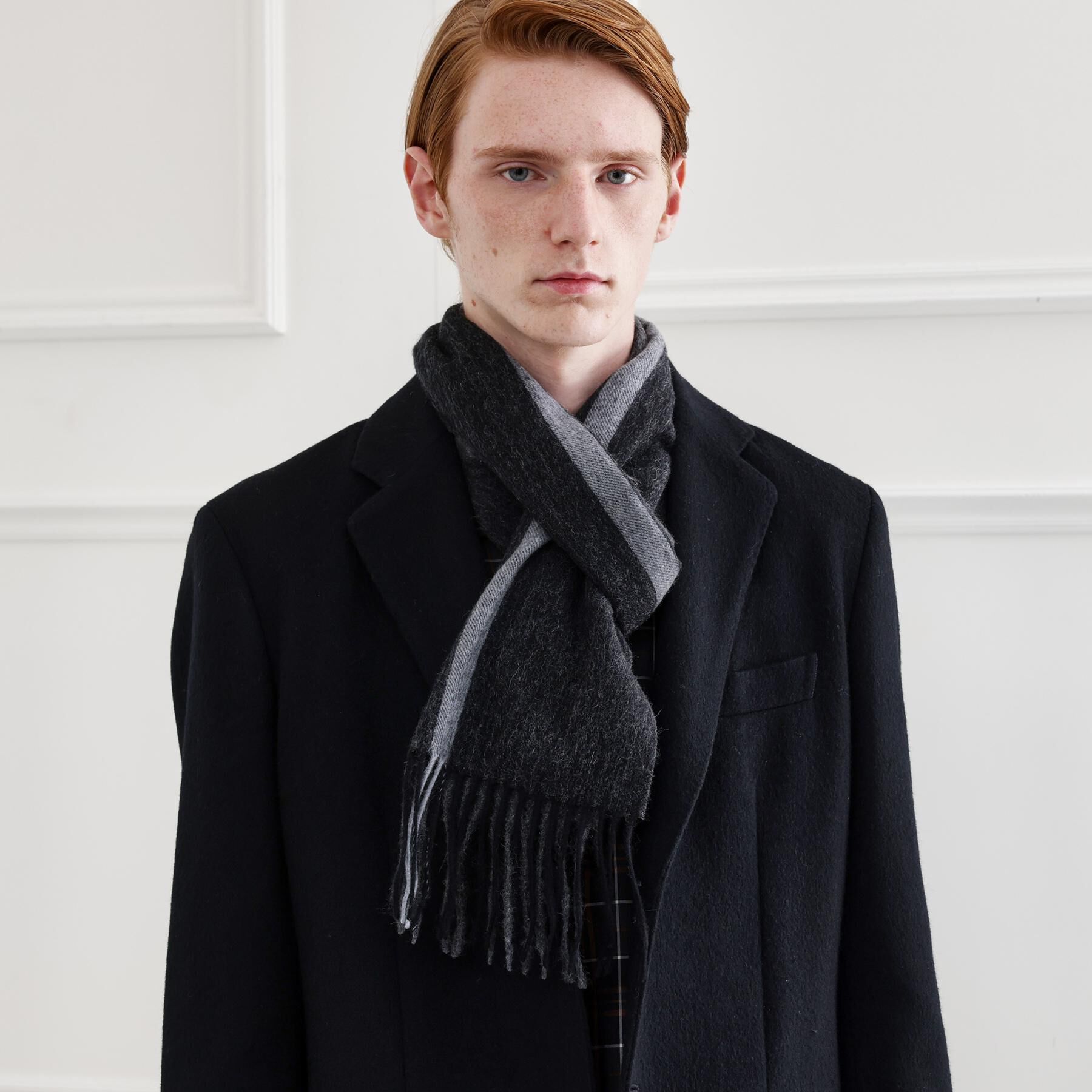 TAKEO KIKUCHI「【ラッピング巾着セット】カシミヤブレンドパネルマフラー」|ストール|