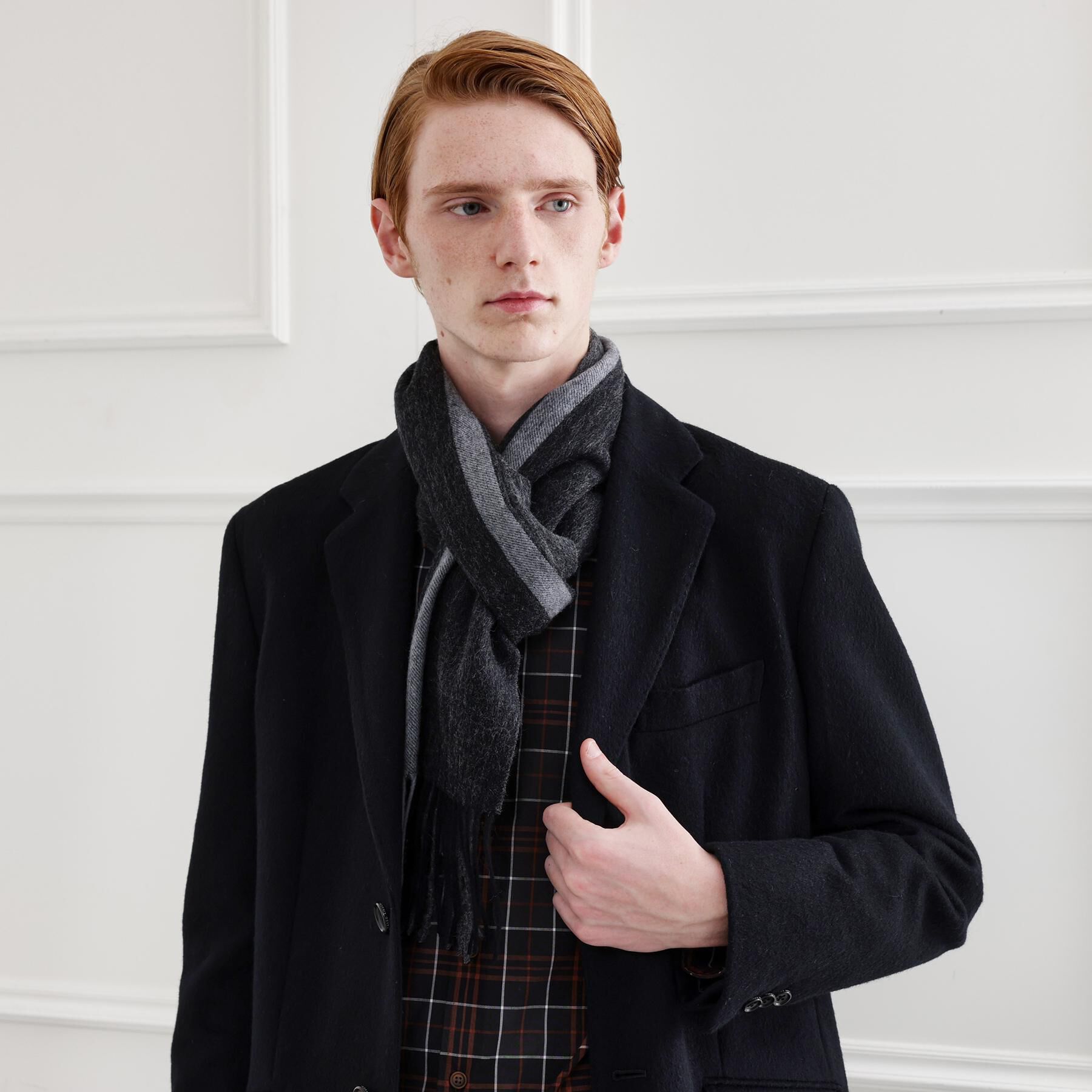 TAKEO KIKUCHI「【ラッピング巾着セット】カシミヤブレンドパネルマフラー」|ストール|