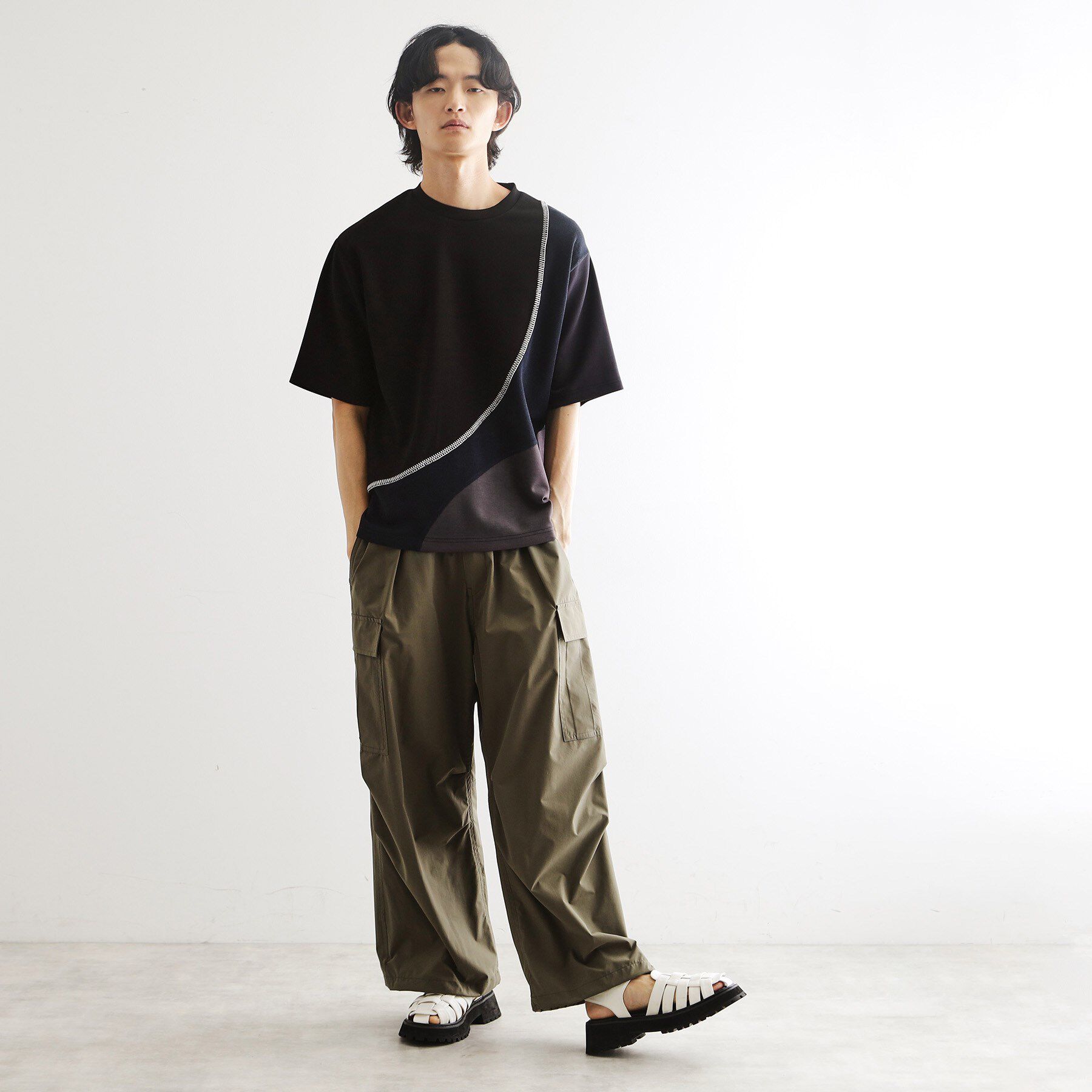 tk.TAKEO KIKUCHI「ニットドッキングカーブスイッチカットソー」|Tシャツ・カットソー|