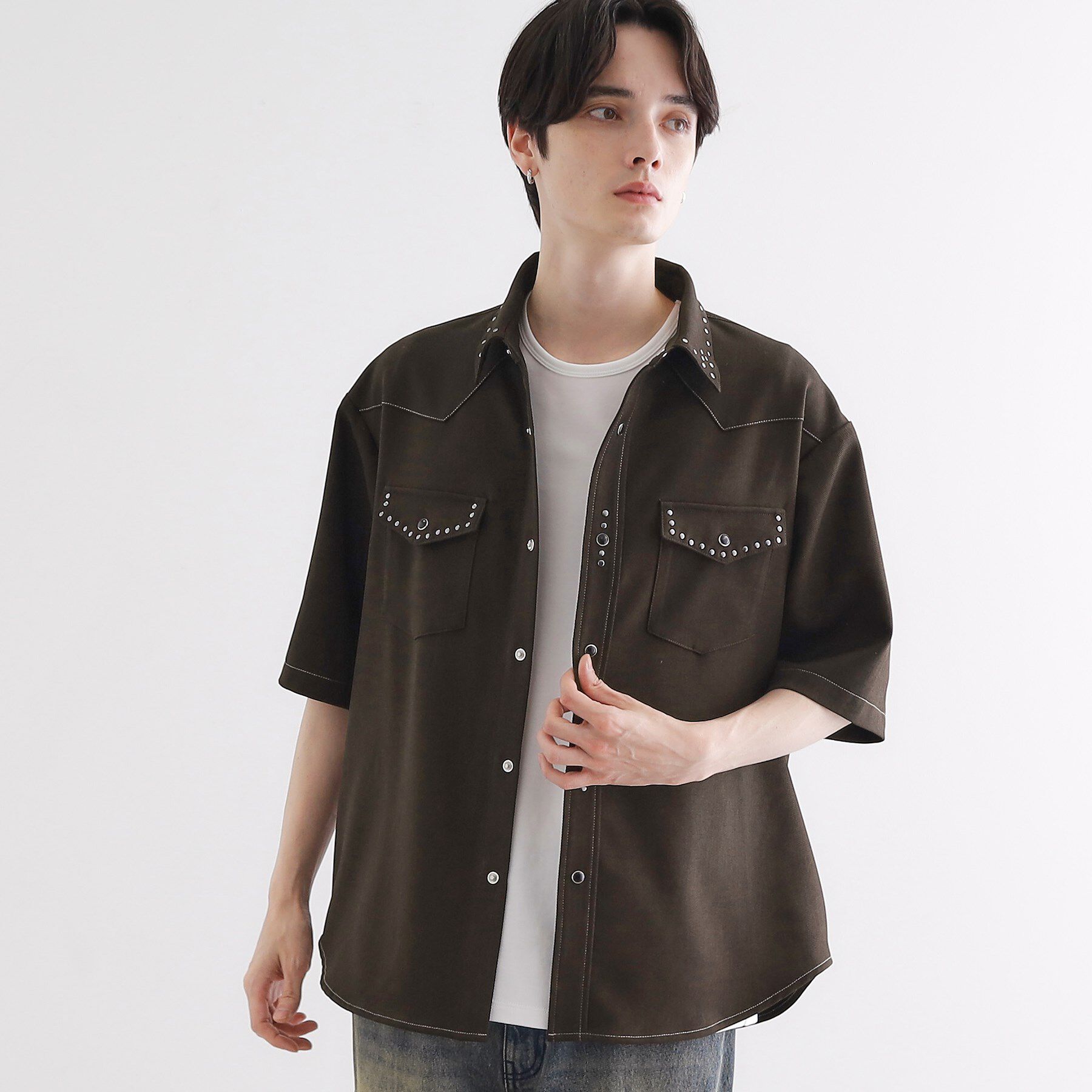 tk.TAKEO KIKUCHI「ウェスタンスタッズシャツ」|シャツ・ブラウス|ブラウン(044)