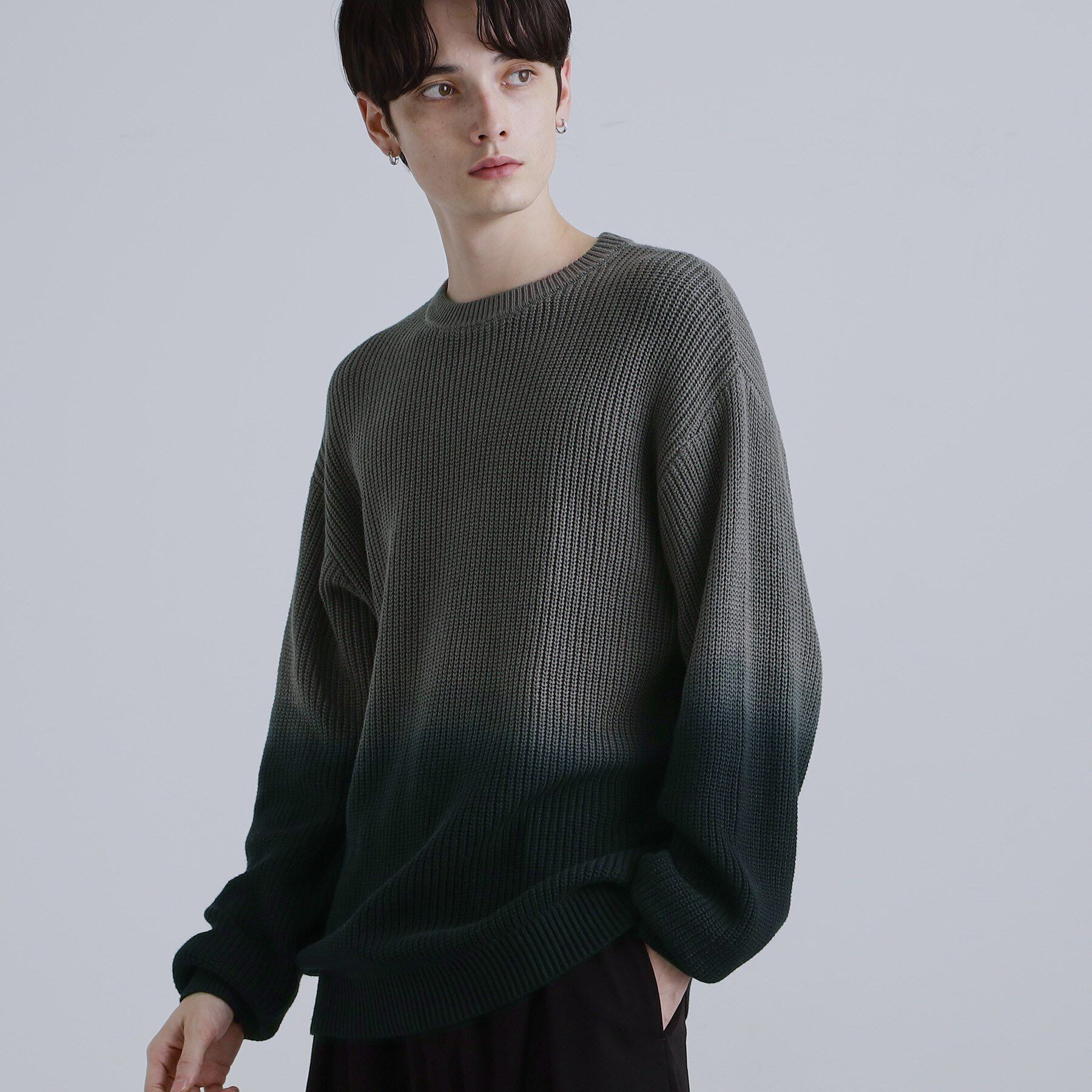 tk.TAKEO KIKUCHI「コットン畔編みグラデーションニット」|ニット・セーター|チャコールグレー(0