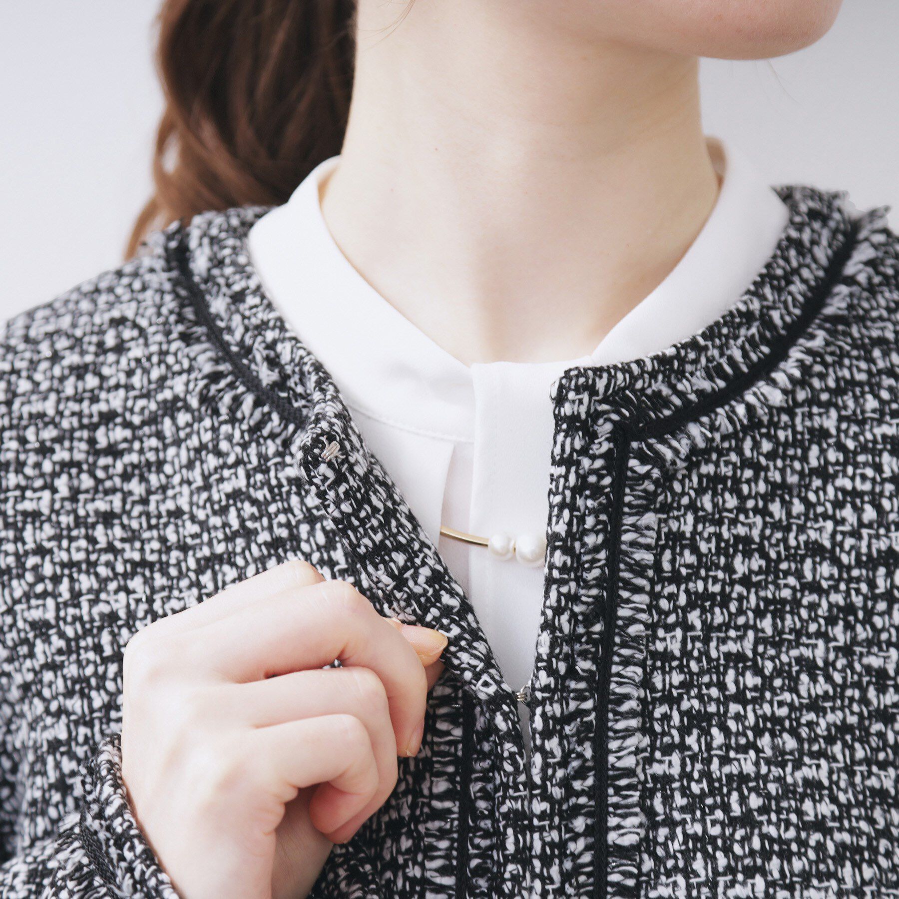 index「≪通勤・セレモニー/セットアップ対応≫ノーカラーツイードジャケット【洗濯機OK】」|ノーカラージャケット|