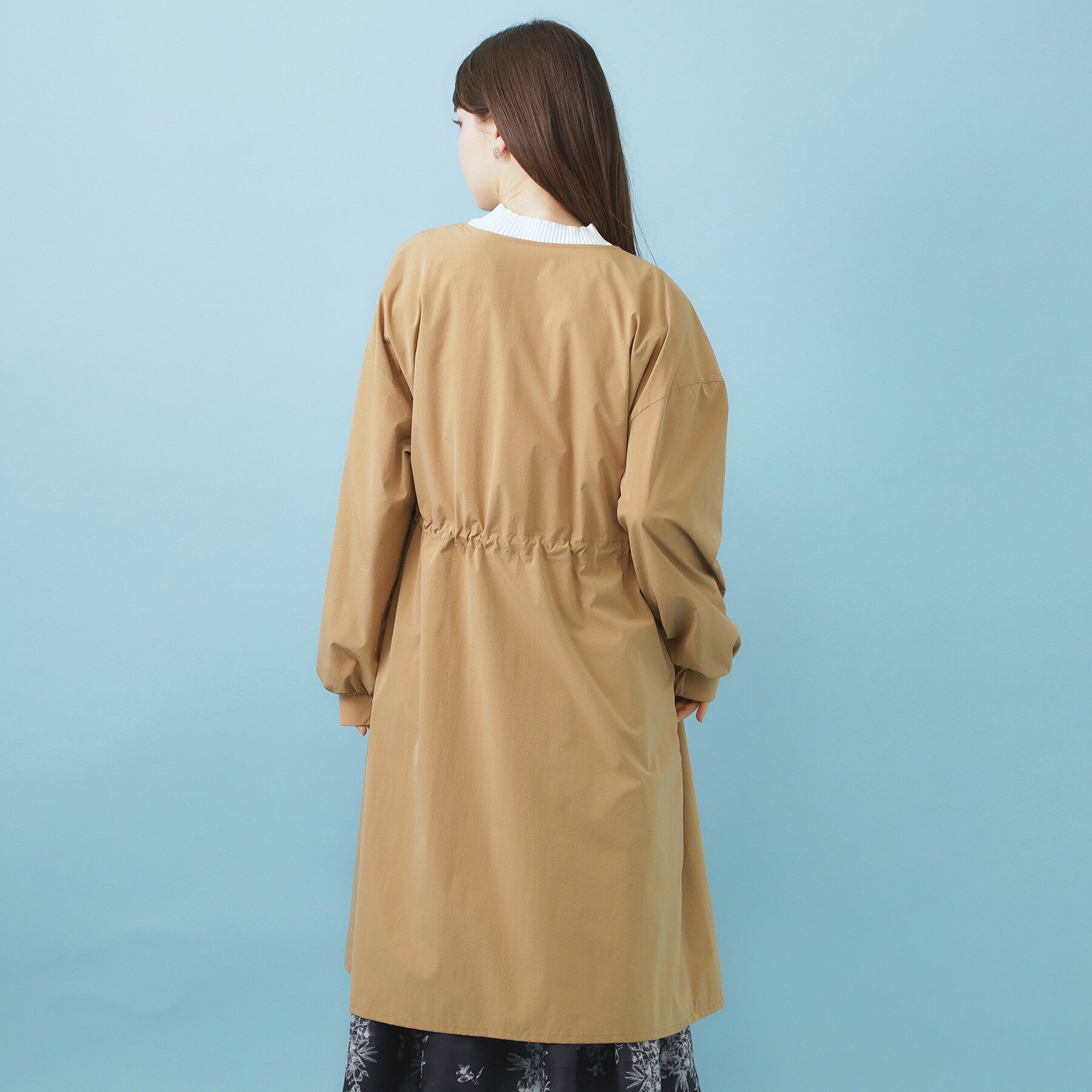 index「ヴィンテージクロスノーカラーロングコート【洗濯機OK/ストレッチ/イージーアイロン】」|ノーカラーコート|