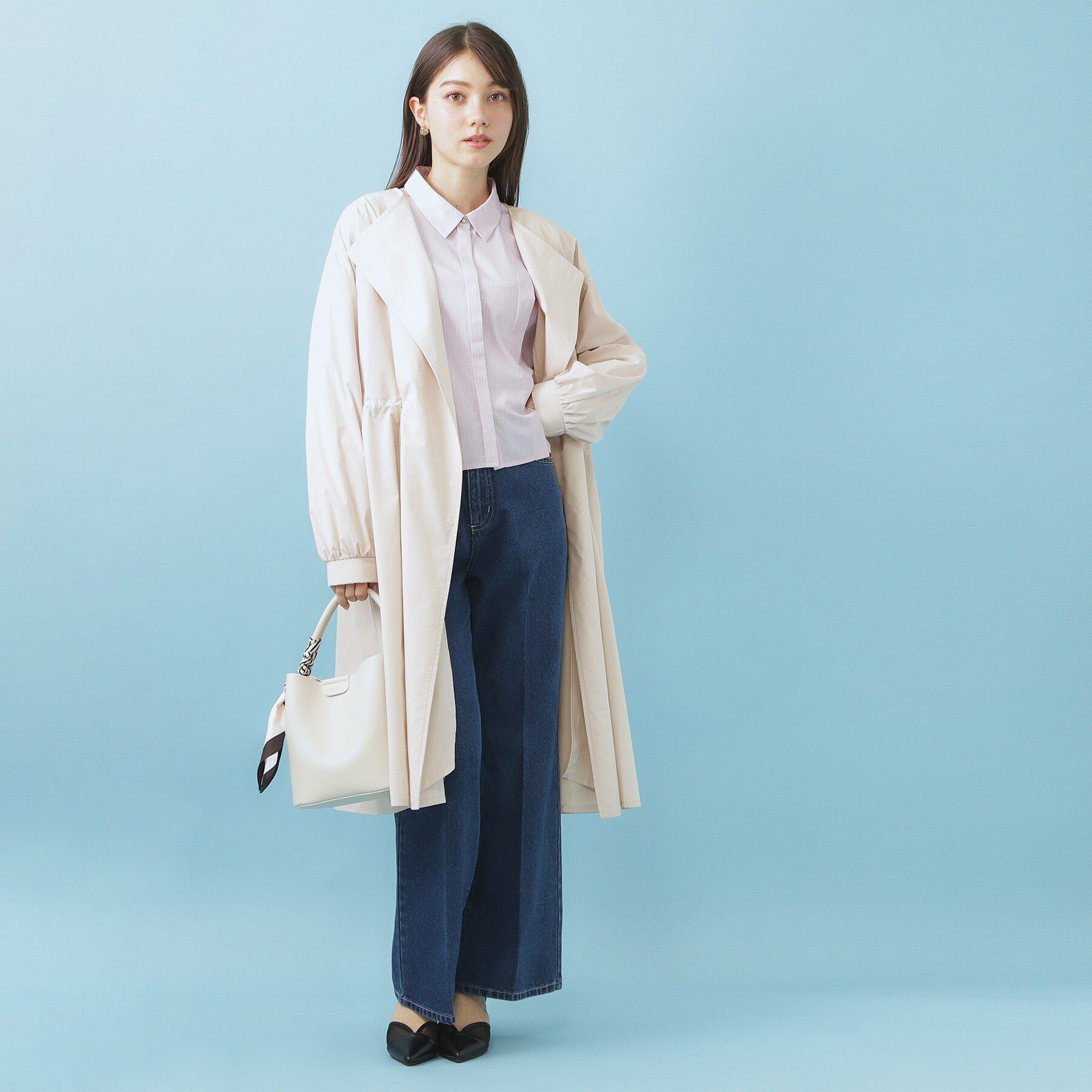 index「ヴィンテージクロスノーカラーロングコート【洗濯機OK/ストレッチ/イージーアイロン】」|ノーカラーコート|